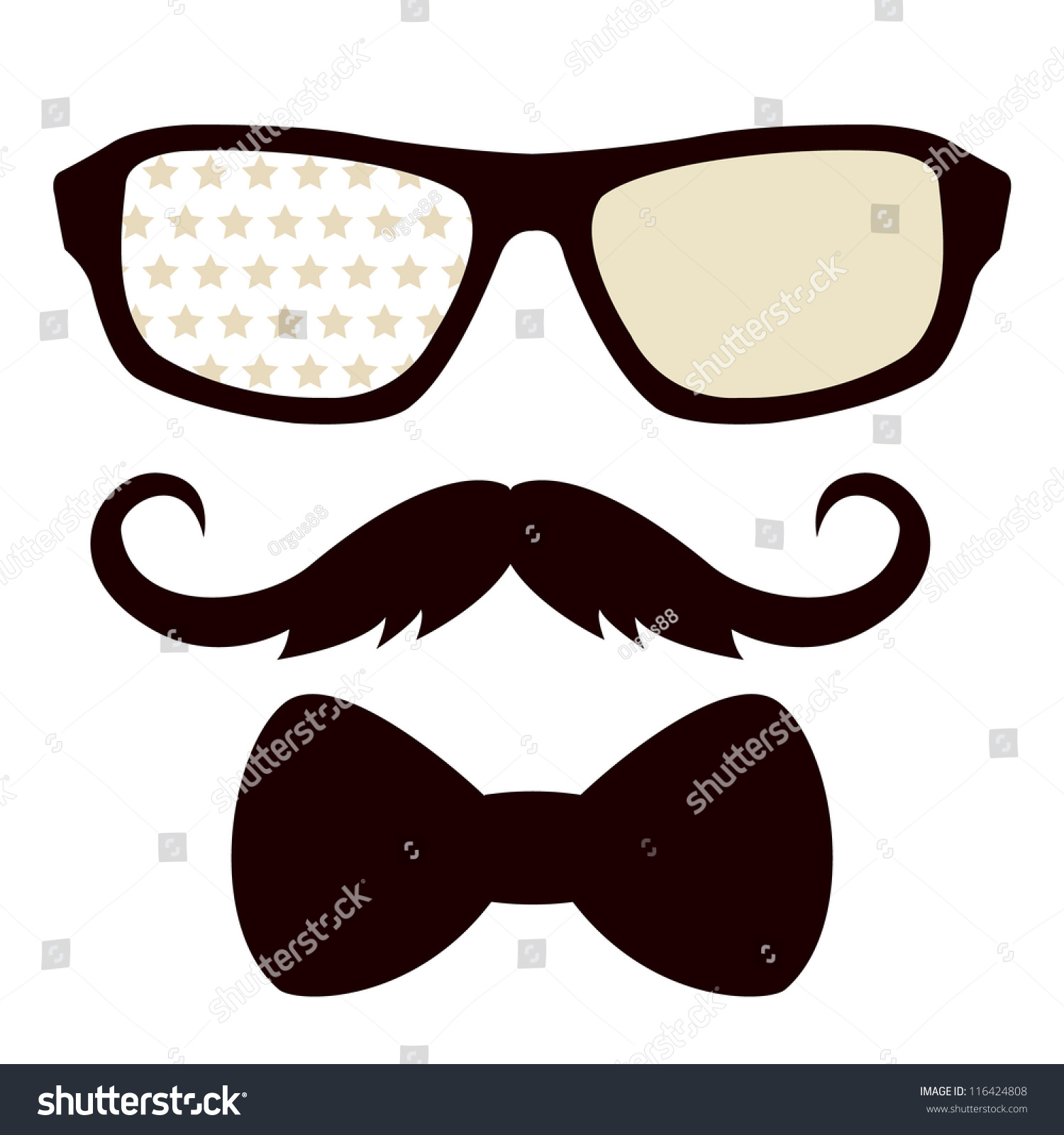 Glasses Mustache Bow Tie Stock Vector 116424808 Shutterstock