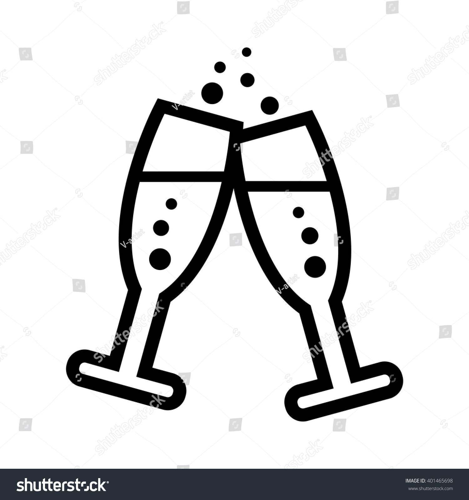 Glasses Champagne Vector Icon Black White Stock Vector (Royalty Free ...