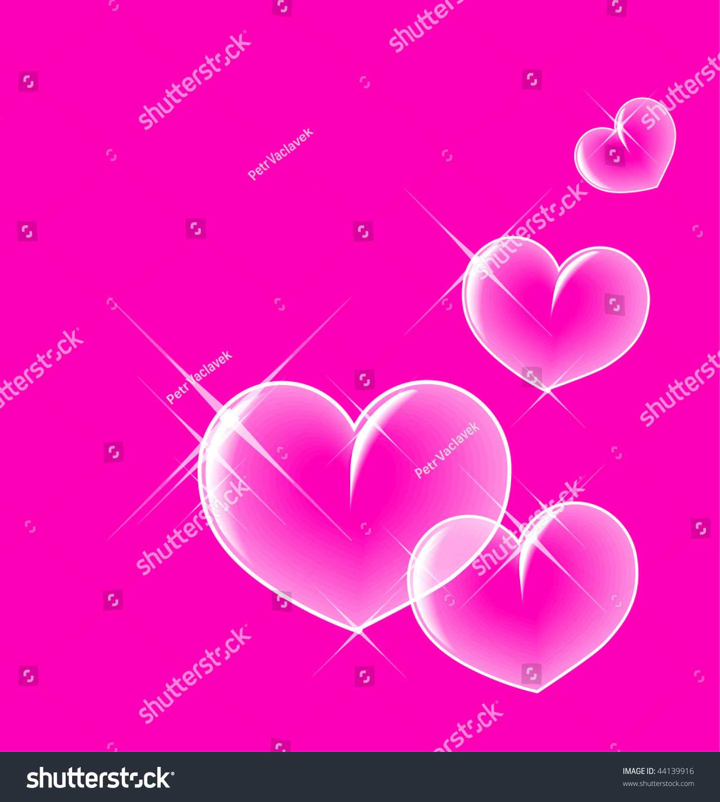 Glassy Bubble Hearts On Rose Background (Vector) - 44139916 : Shutterstock