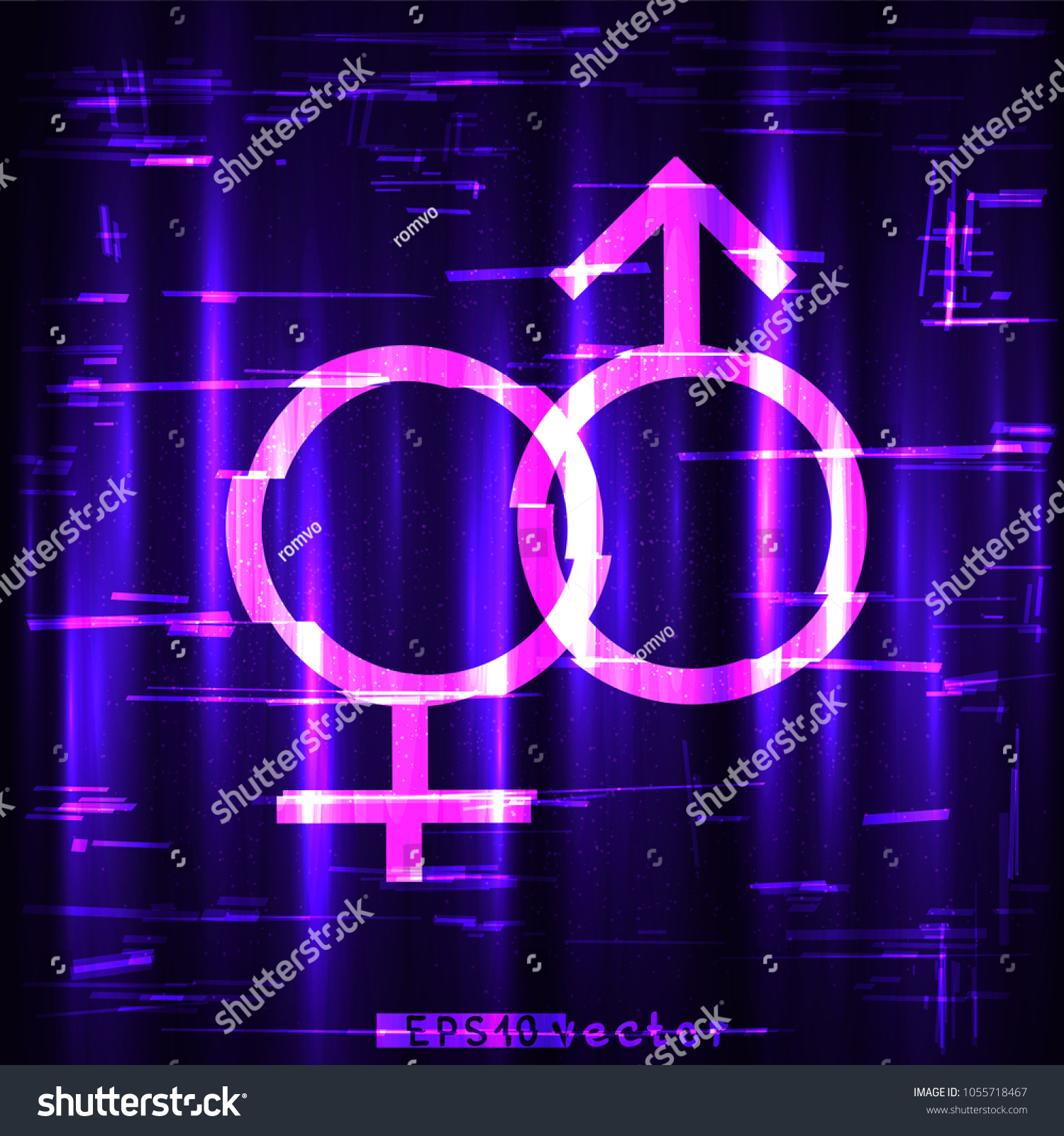 Glitch He She Sexual Neon Sign Stock Vector Royalty Free