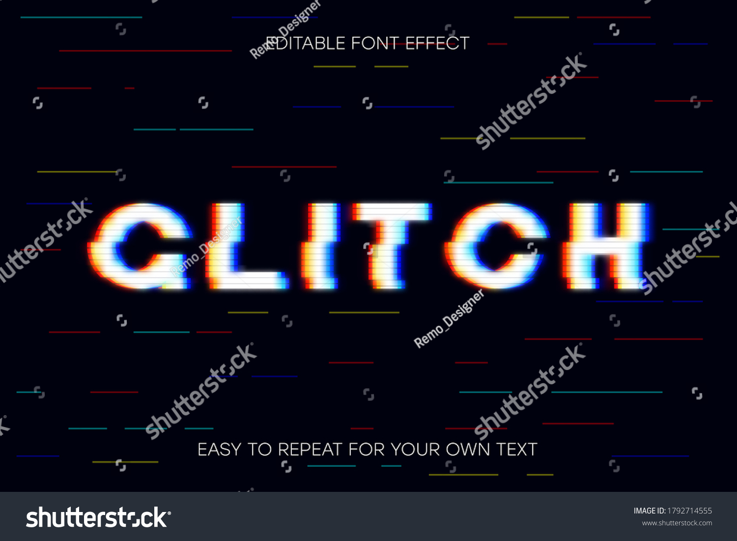 Glitch Text Effect Editable Glitch Font Stock Vector (Royalty Free ...