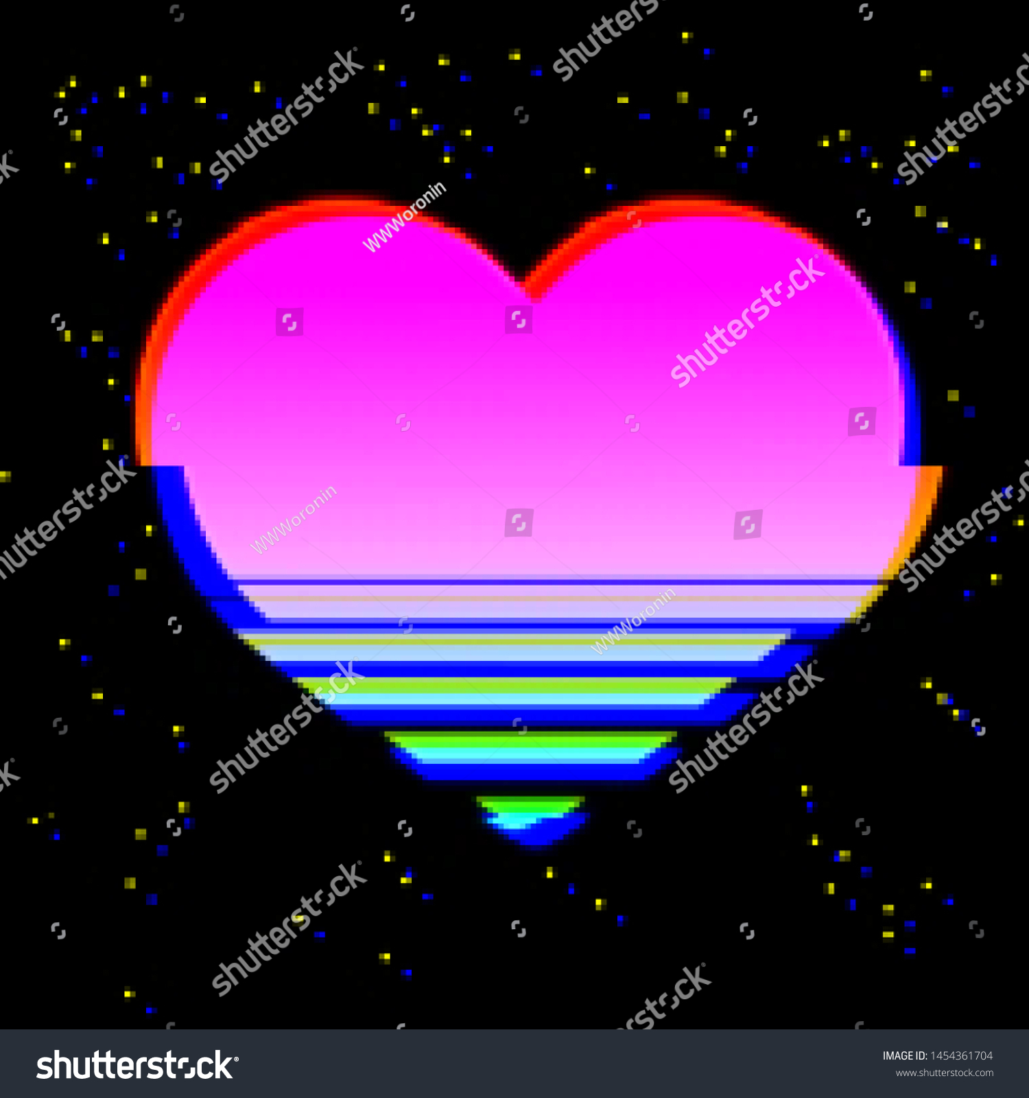 Glitched Glowing Heart Icon Cyberpunk Style Stock Vector (Royalty Free ...