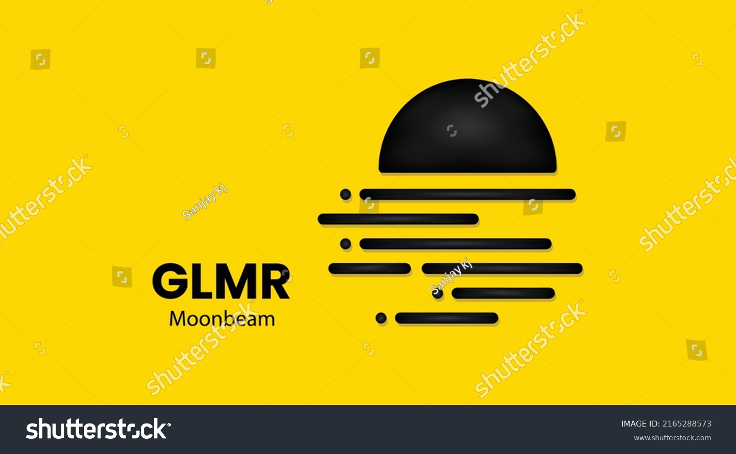 SVG of GLMR coin cryptocurrency 3d logo isolated on yellow background with copy space. vector illustration of Moonbeam coin banner design concept. svg