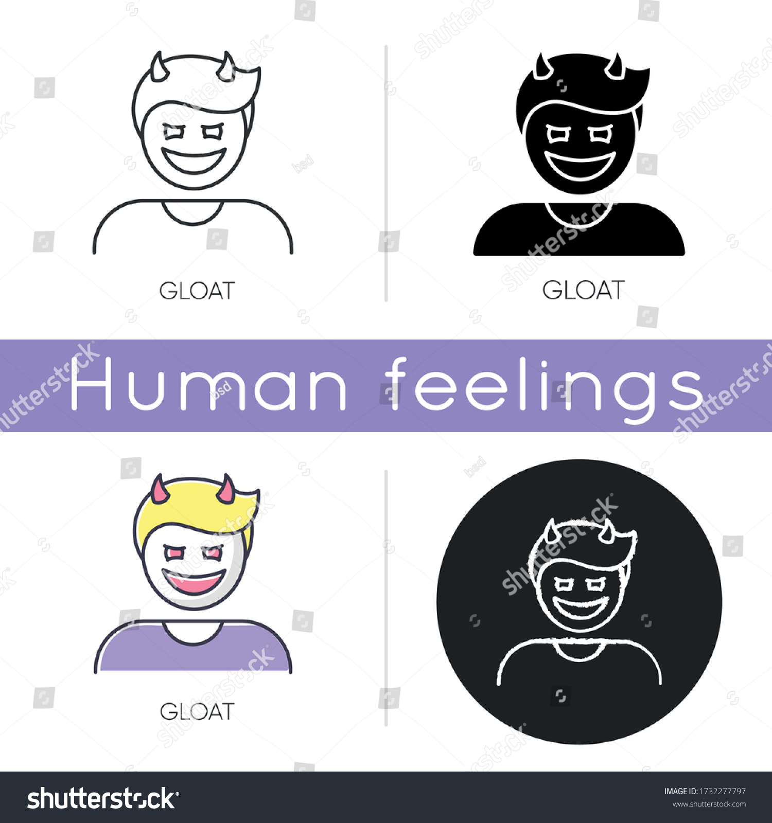 Gloat Icon Evil Smile Bad Attitude Stock Vector (Royalty Free) 1732277797