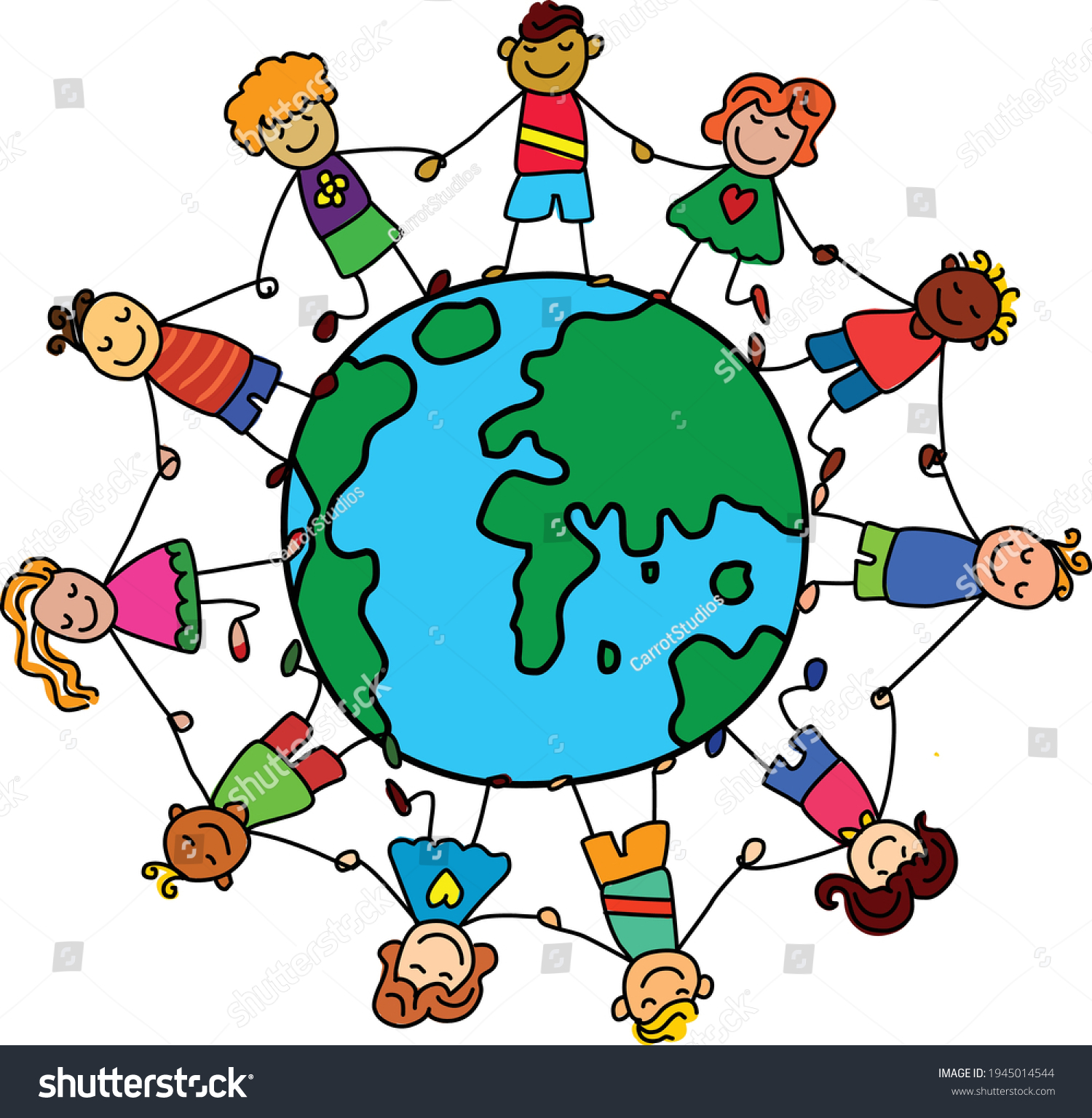 Global Kids Stick Figure Circle Vector Stock Vector (Royalty Free ...