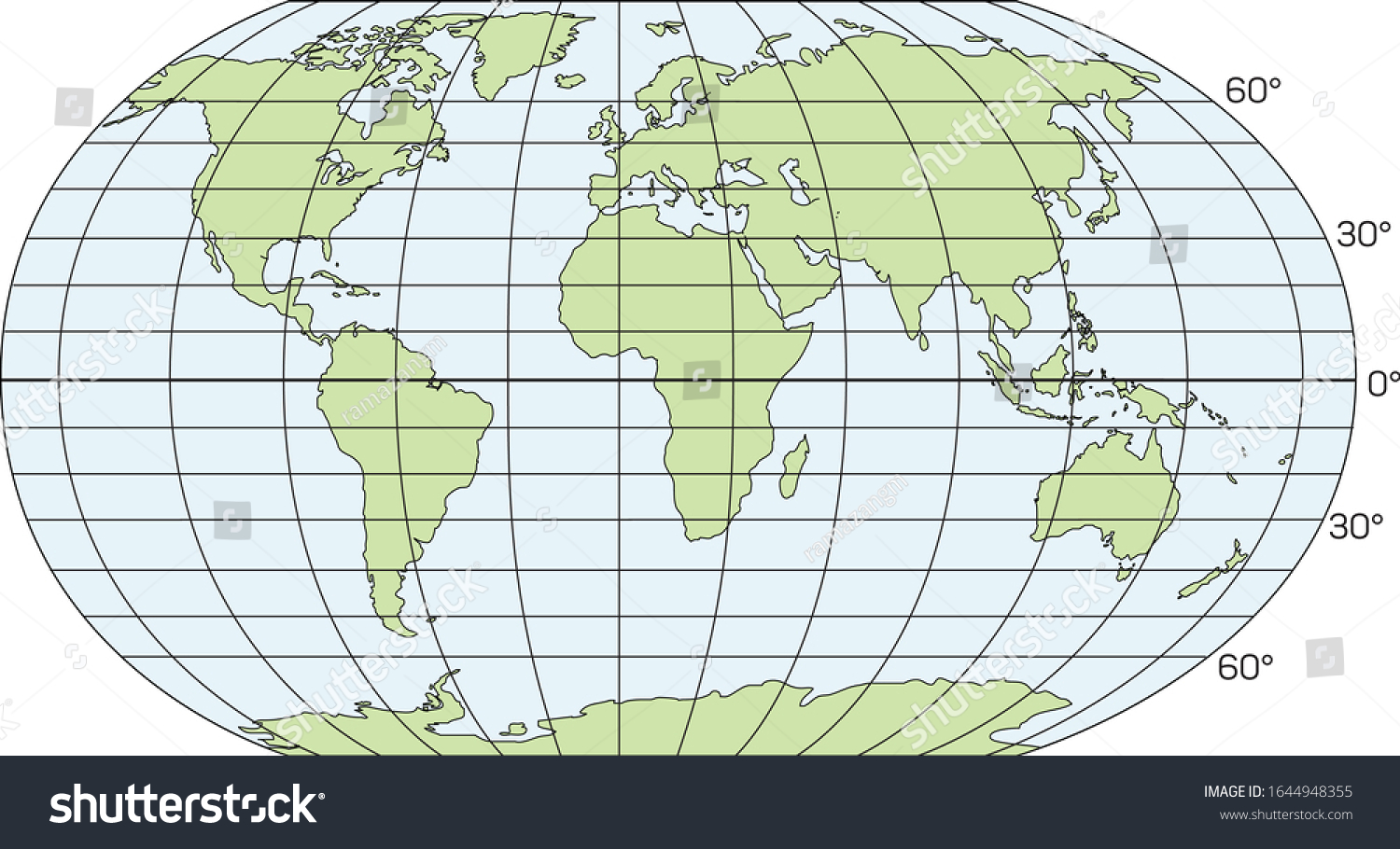 Stock Vector Global Map Showing Longitudes And Latitudes 1644948355 