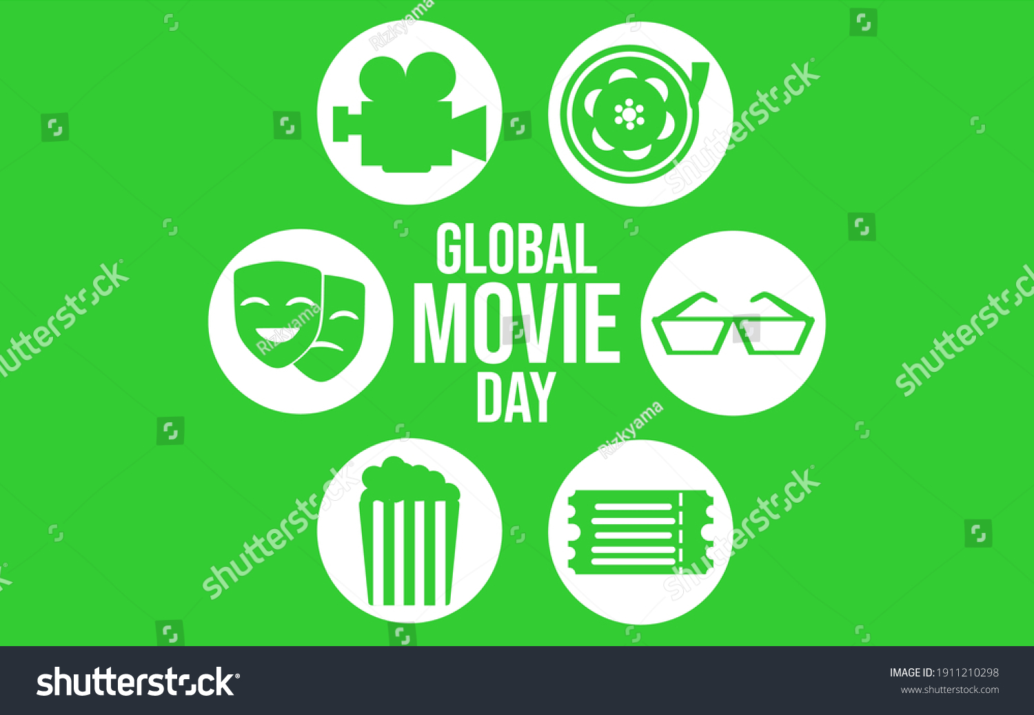 Global Movie Day Flat Design Vector Stock Vector (Royalty Free) 1911210298