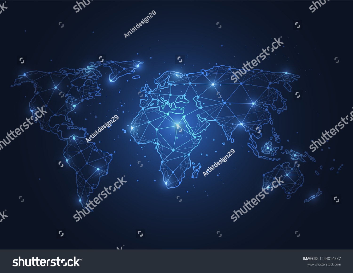 Global Network Connection World Map Point Stock Vector (Royalty Free ...