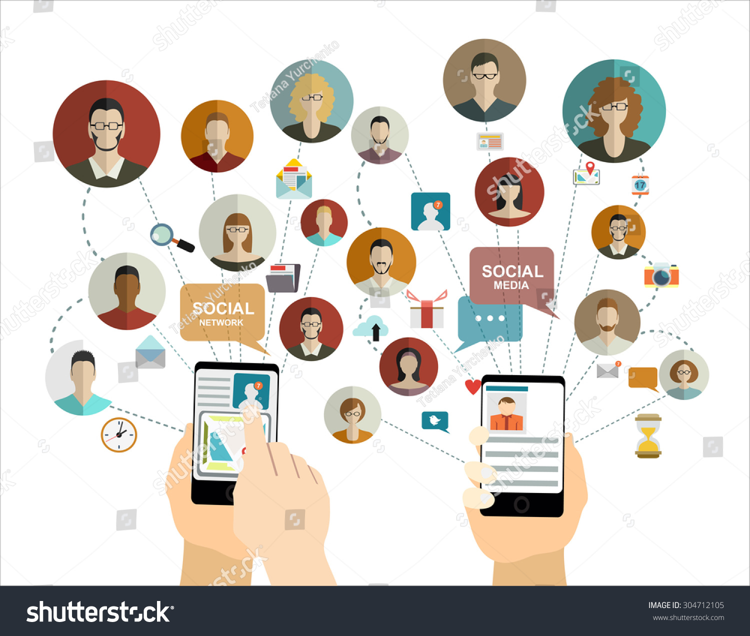 Global Social Network Abstract Scheme. Stock Vector 304712105 ...