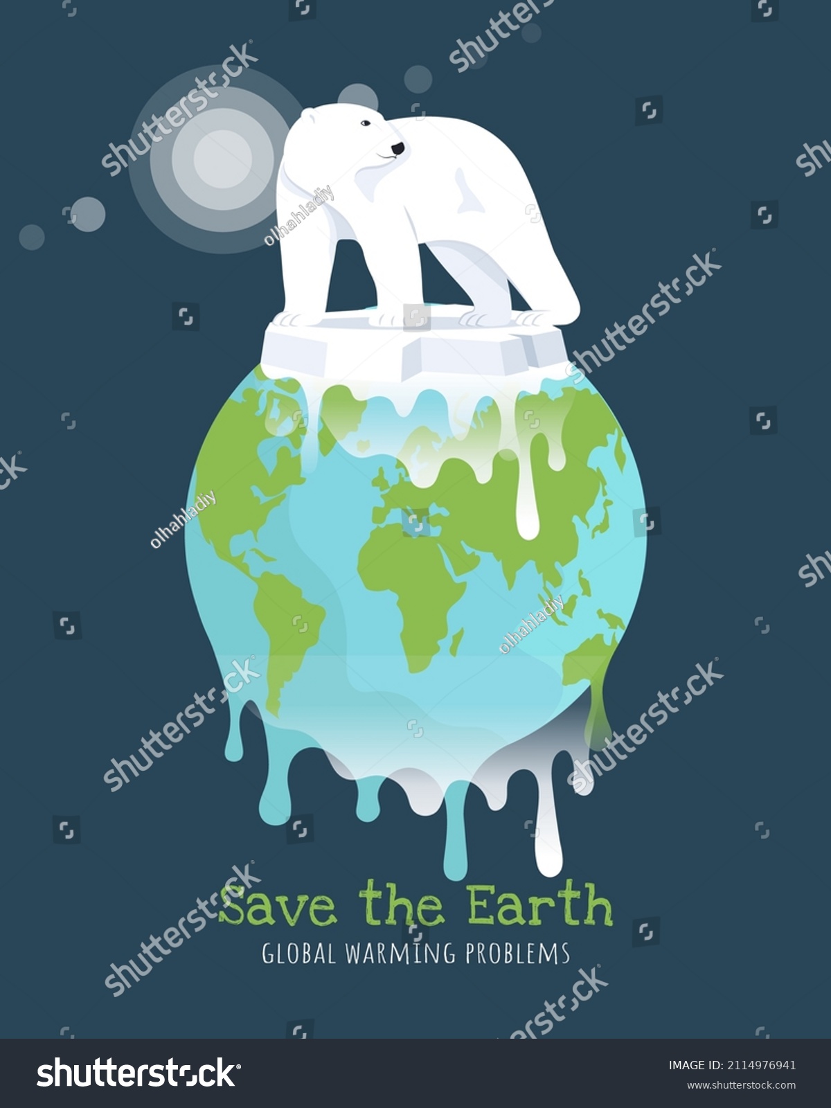 SVG of Global warming concept. Polar bear on iceberg on Earth globe. Vector illustration in flat style svg