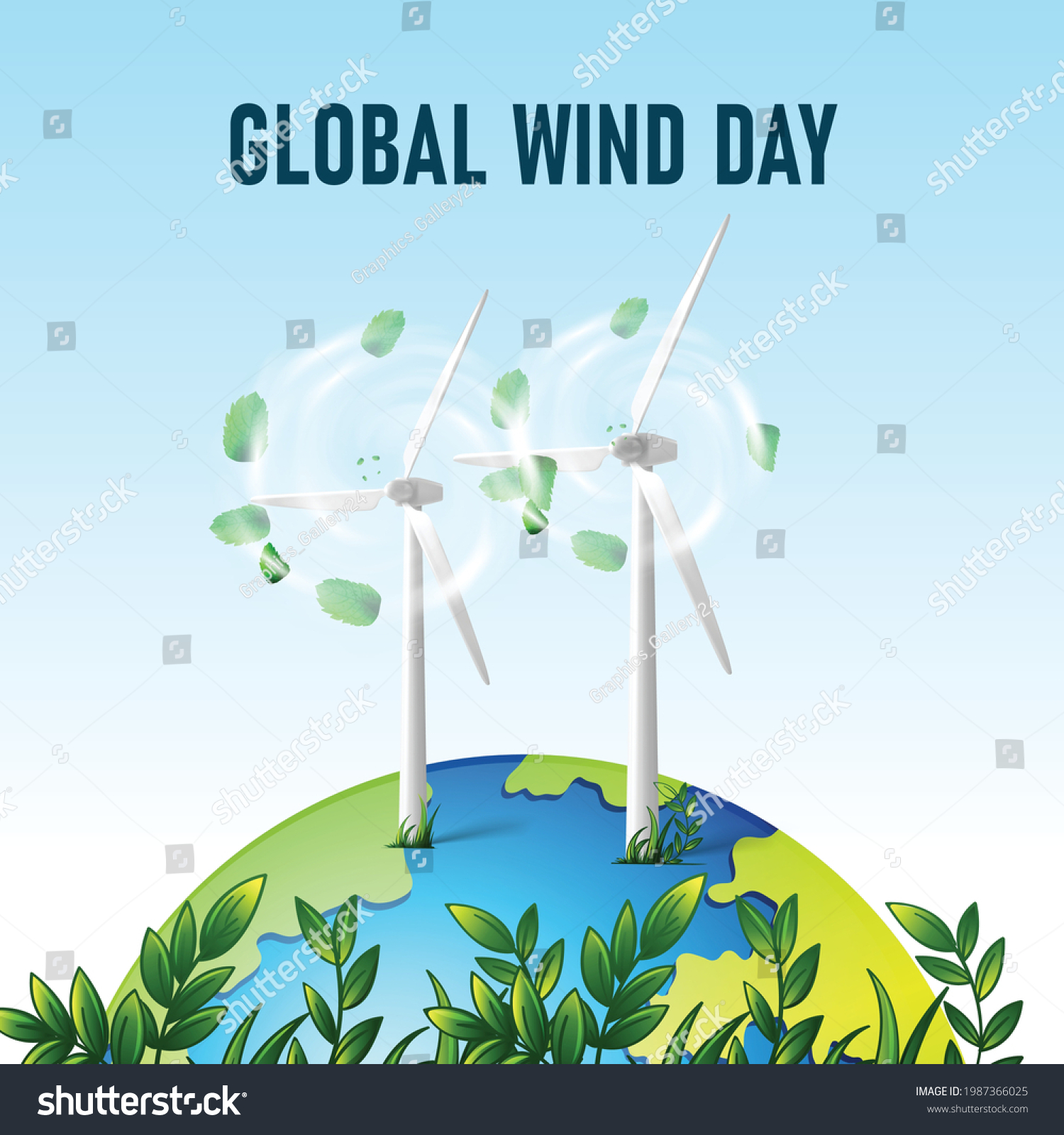 Global Wind Day Earth Globe Wind Stock Vector (Royalty Free) 1987366025