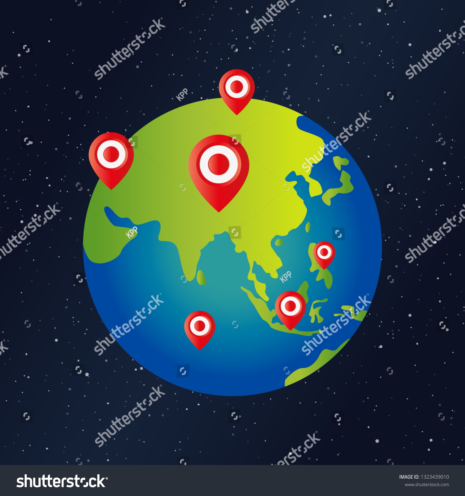 Globe Earth Map Pin Galaxy Background Vector De Stock Libre De