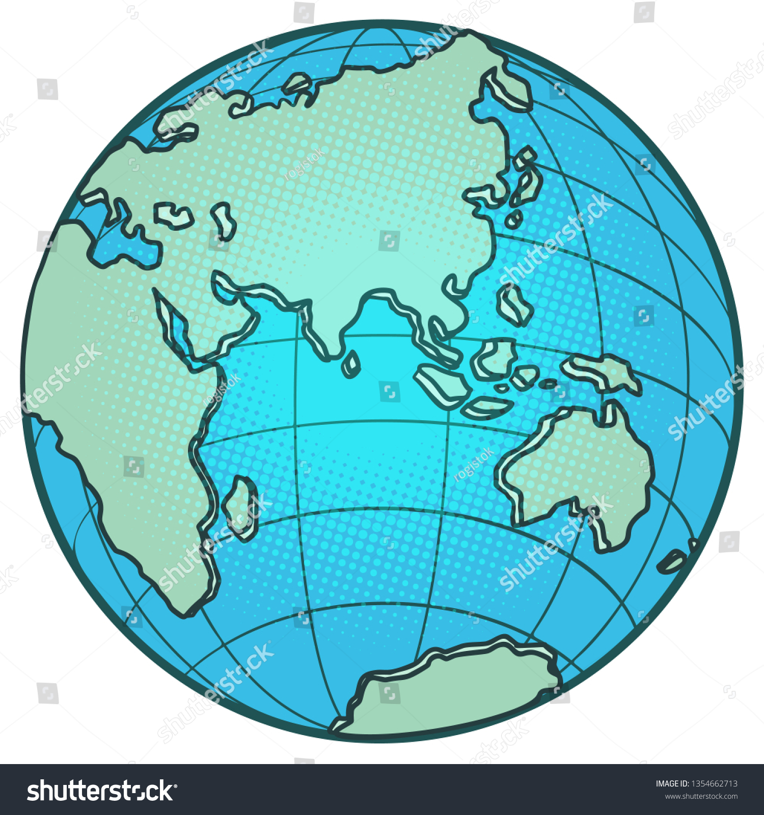 Globus Ostliche Hemisphare Afrika Europa Asien Stock Vektorgrafik Lizenzfrei