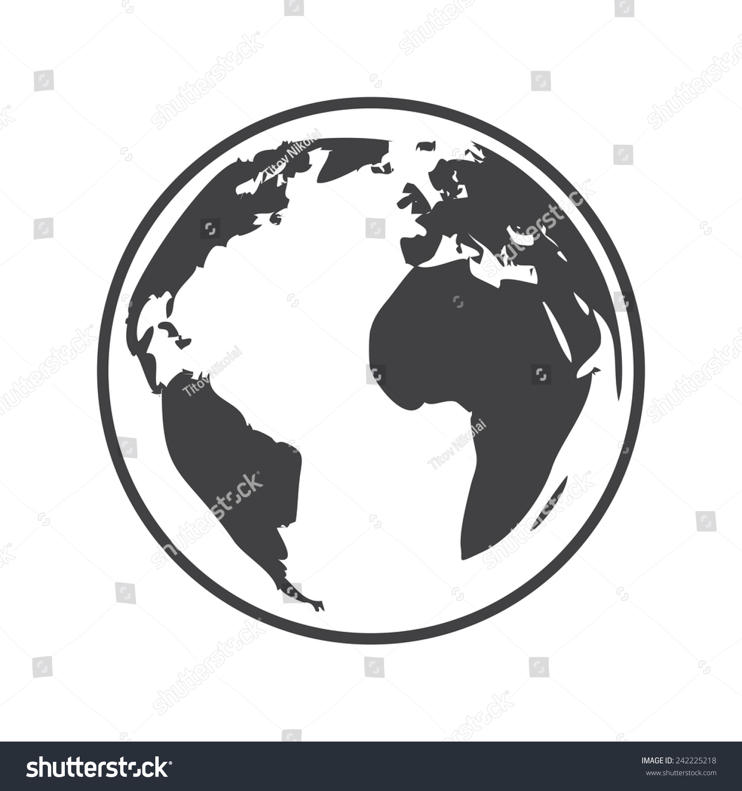 Globe Icon Flat Design Stock Vector (Royalty Free) 242225218