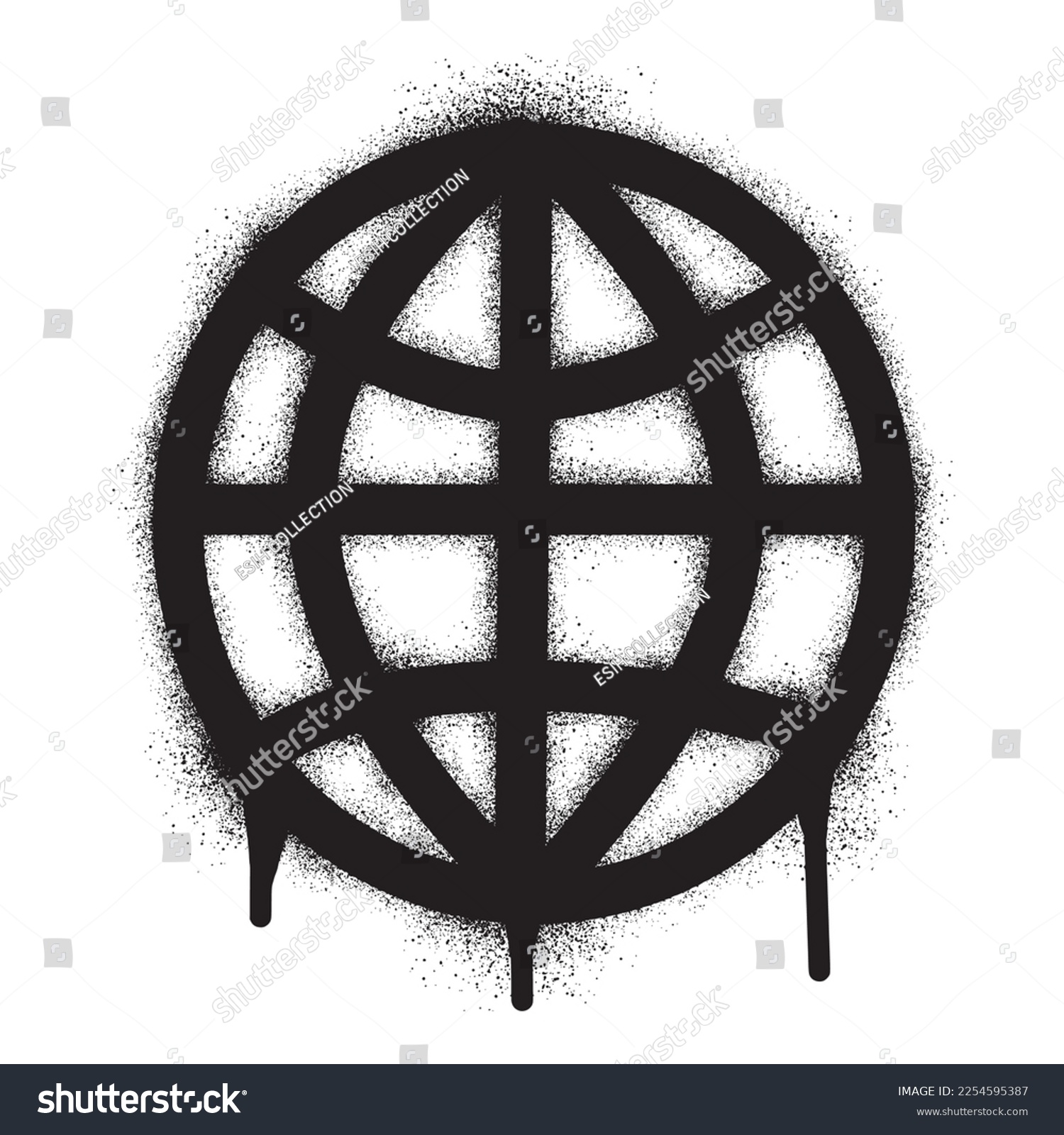 SVG of Globe icon graffiti with black spray paint svg