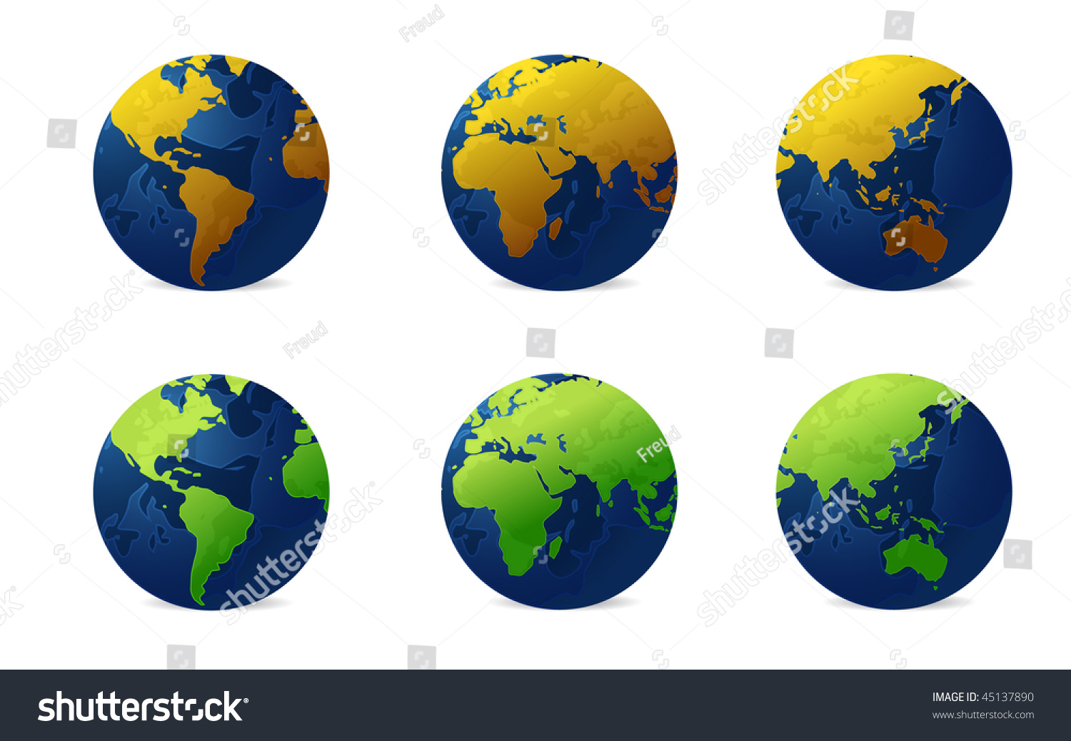 Globe In Various Continent And Colors Stock Vector Illustration ...