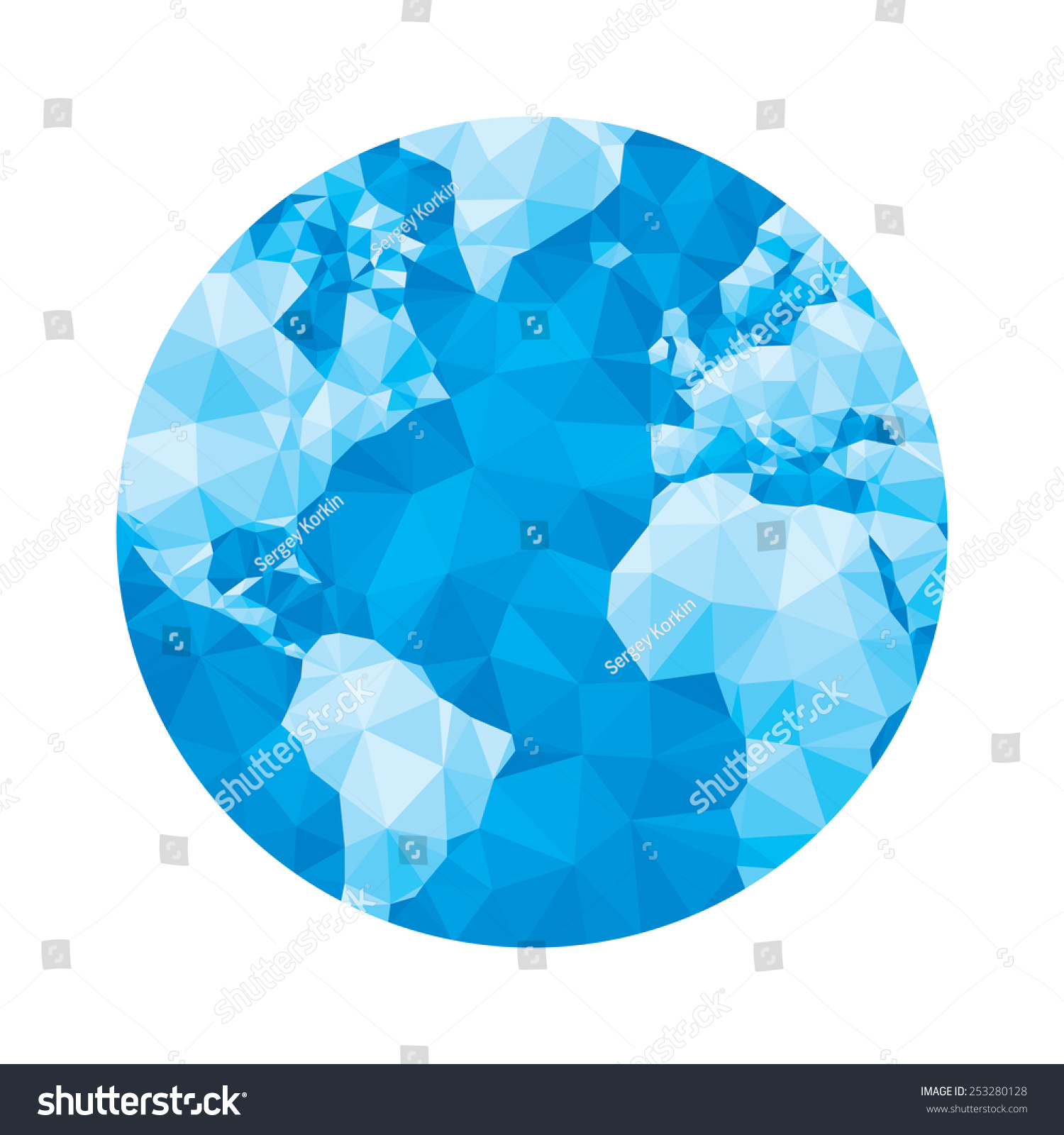 Globe Map Geometric Vector Art Blue Stock Vector 253280128 - Shutterstock