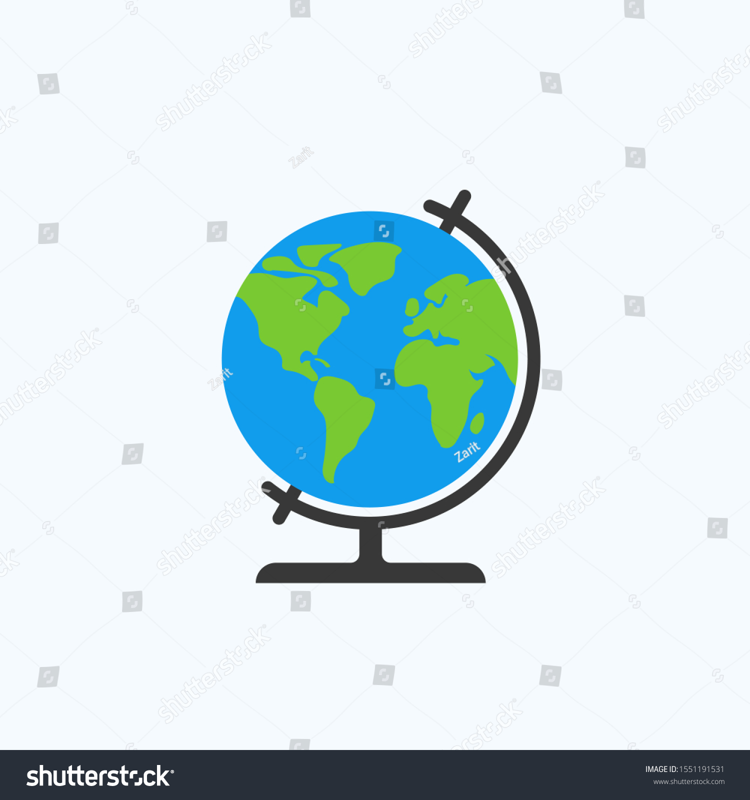 白い背景に地球儀のベクター画像アイコンイラスト 平らなベクター地球儀アイコン 地球モデルのカラフルな記号 地理記号 のベクター画像素材 ロイヤリティ フリー