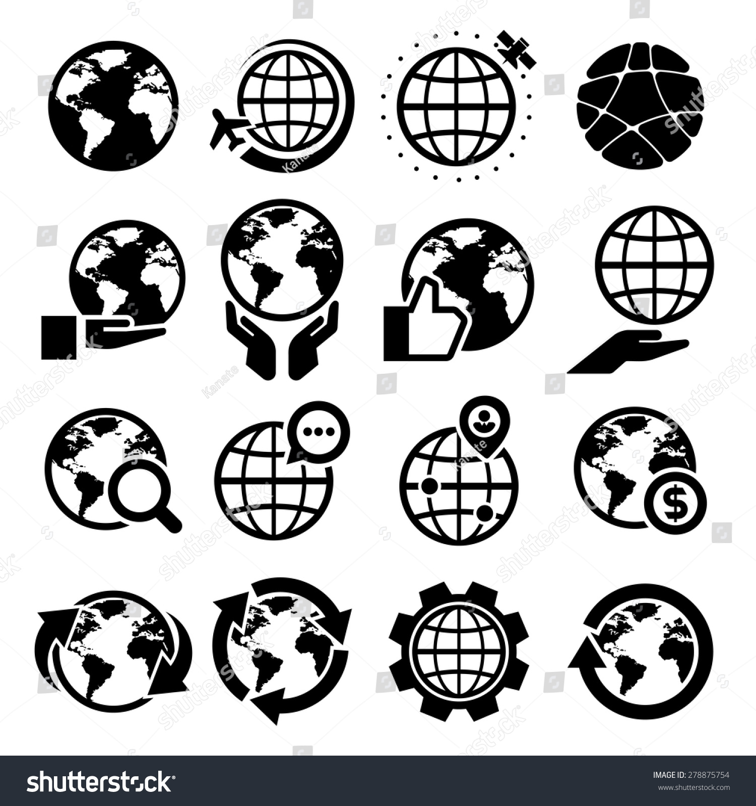 Globe Vector Icons Set. Elements Of This Image Furnished By Nasa ...