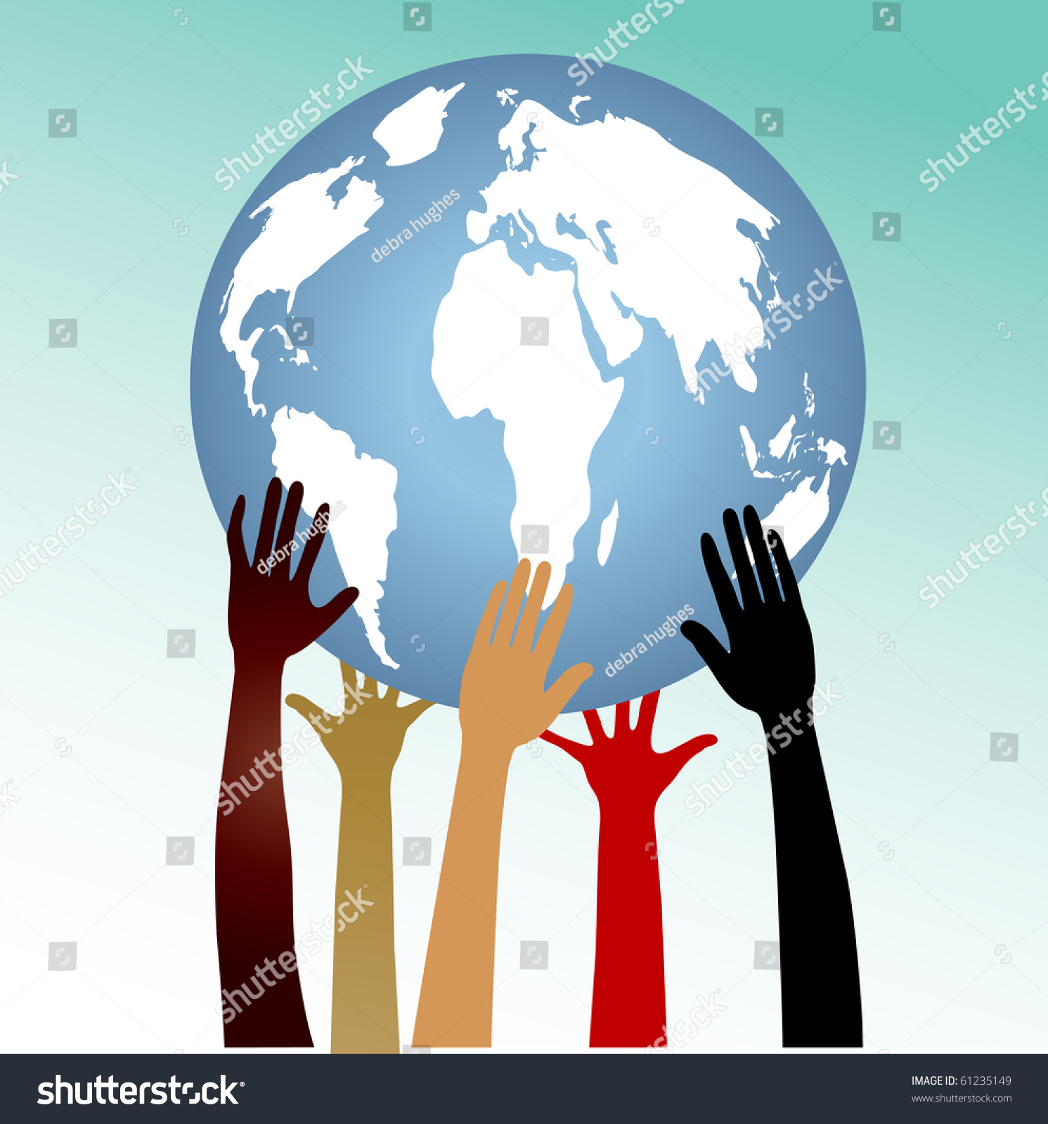 Globe With Hands Stock Vector Illustration 61235149 : Shutterstock