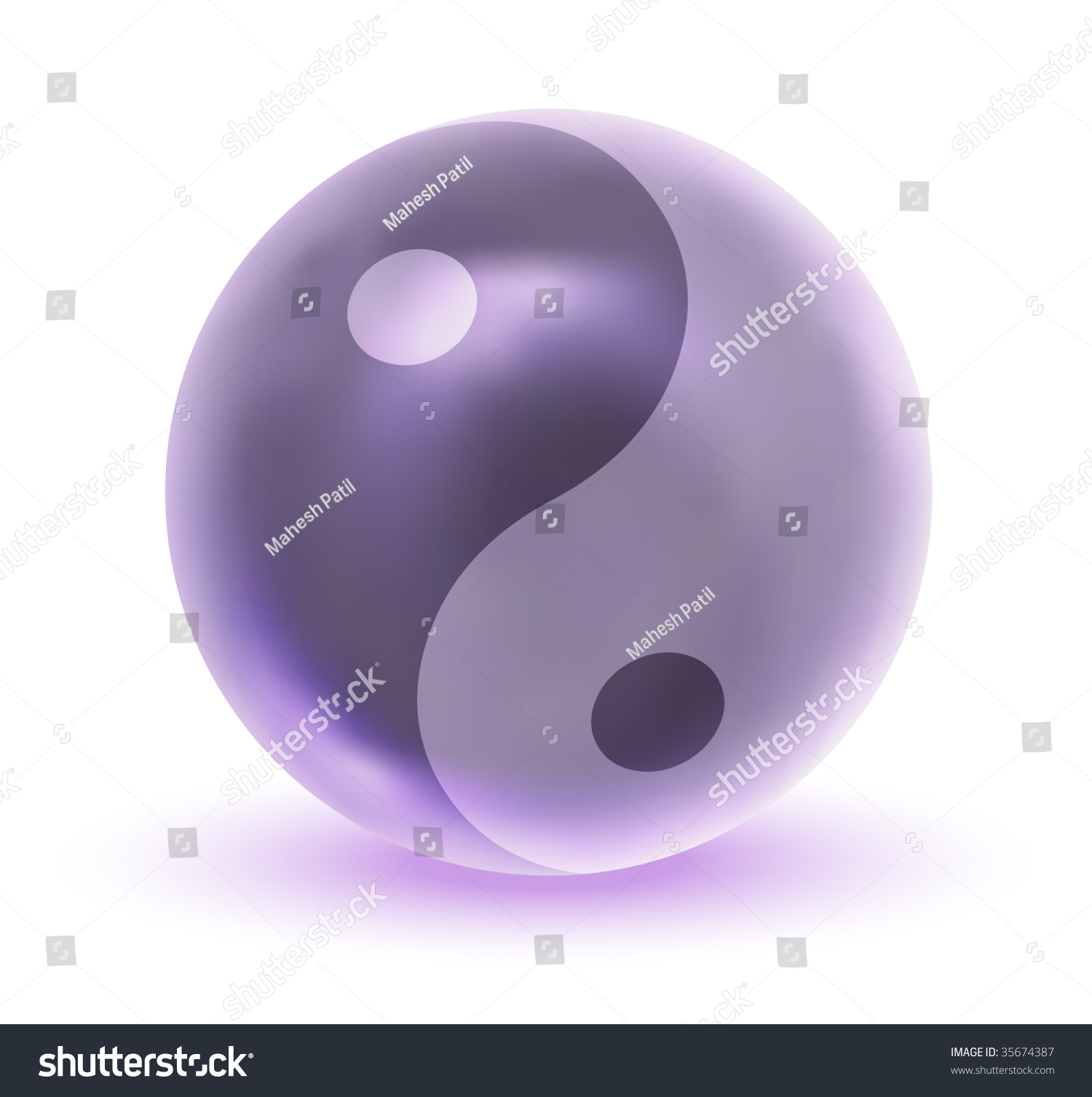 Glossy Crystal Yin Yang Sphere Vector Stock Vector Royalty Free