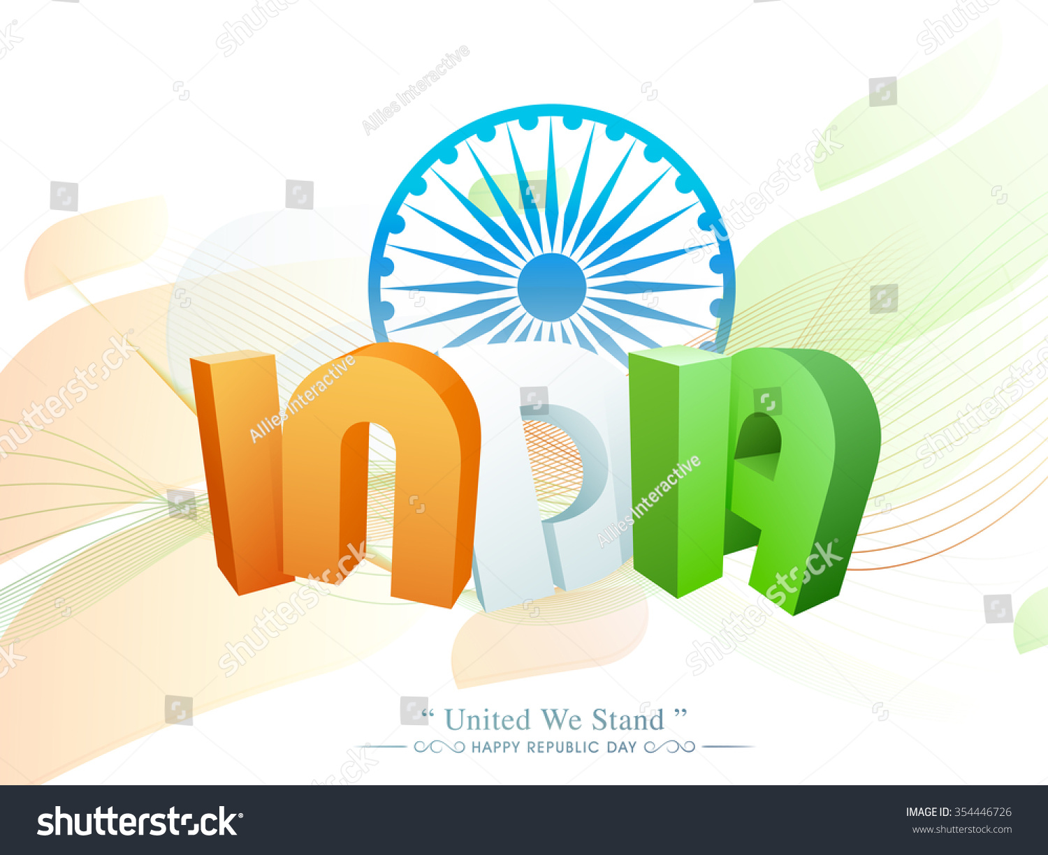 Glossy 3d Text India Tricolor Ashoka Stock Vector (royalty Free 