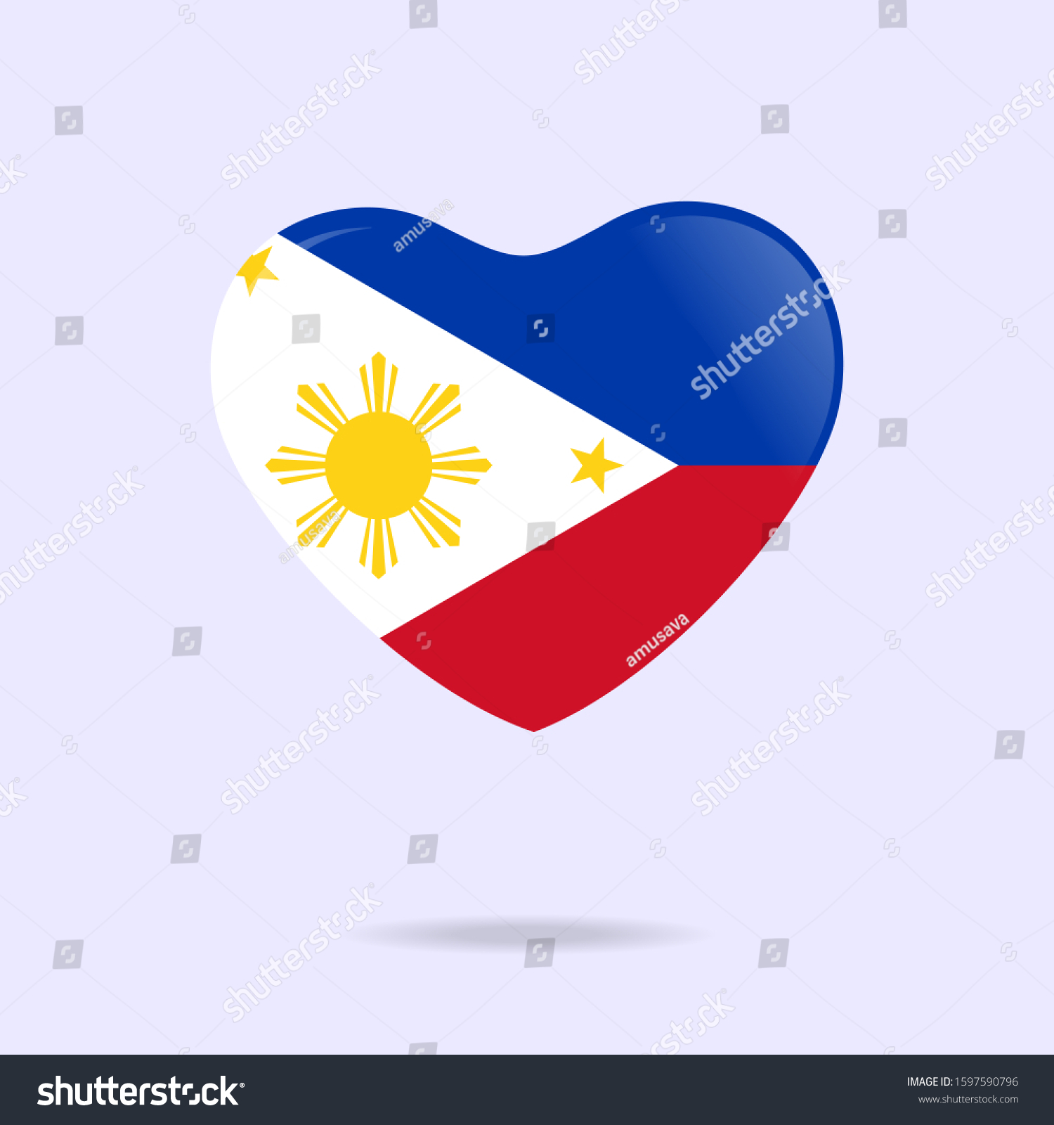 Glossy Love Philippines Symbol Heart Flag Stock Vector (Royalty Free ...