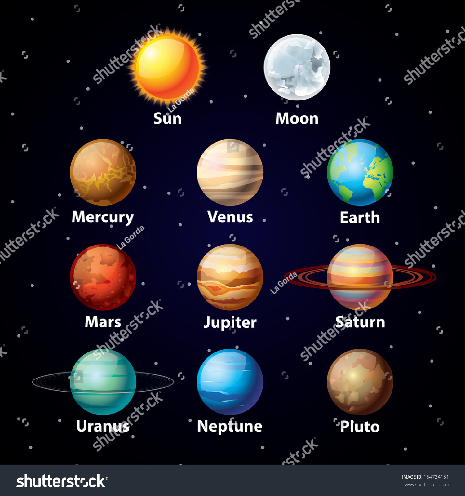Glossy Planets Colorful Vector Set On Stock Vector 164734181 - Shutterstock