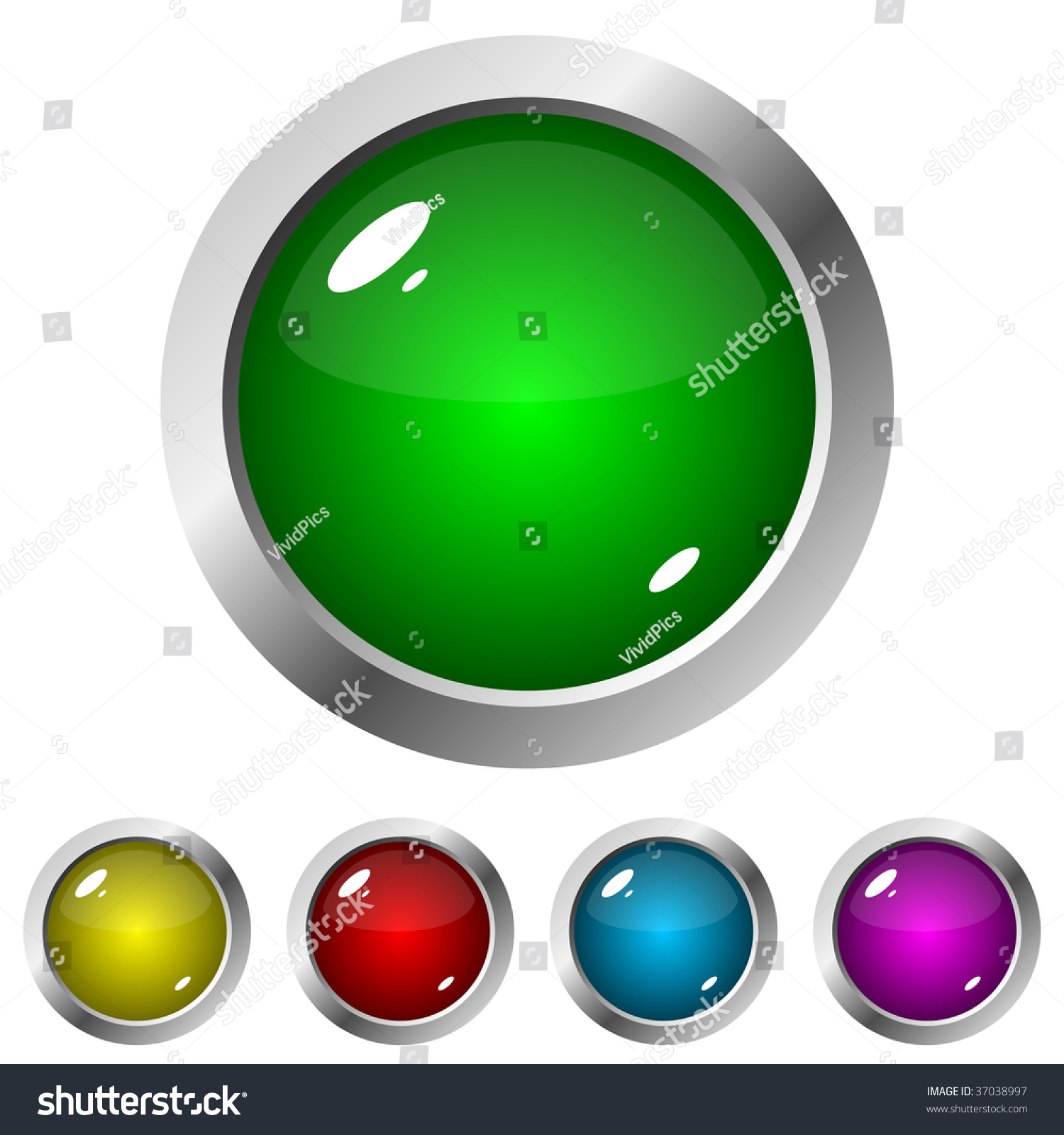 Glossy Round Buttons For Web Design Isolated On White Background. Stock ...