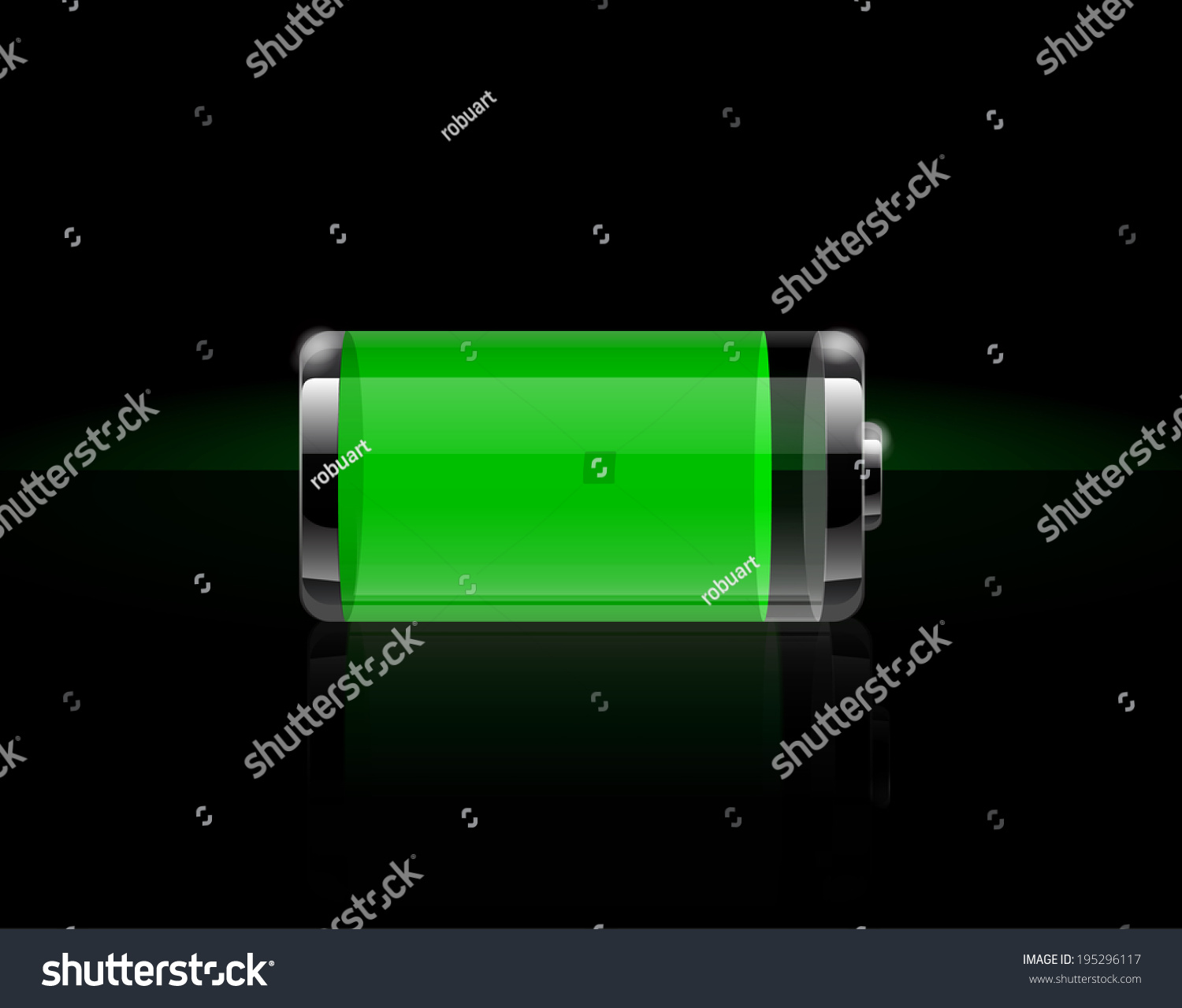 Glossy Transparent Battery Icons Full Green Stock Vector (Royalty Free ...