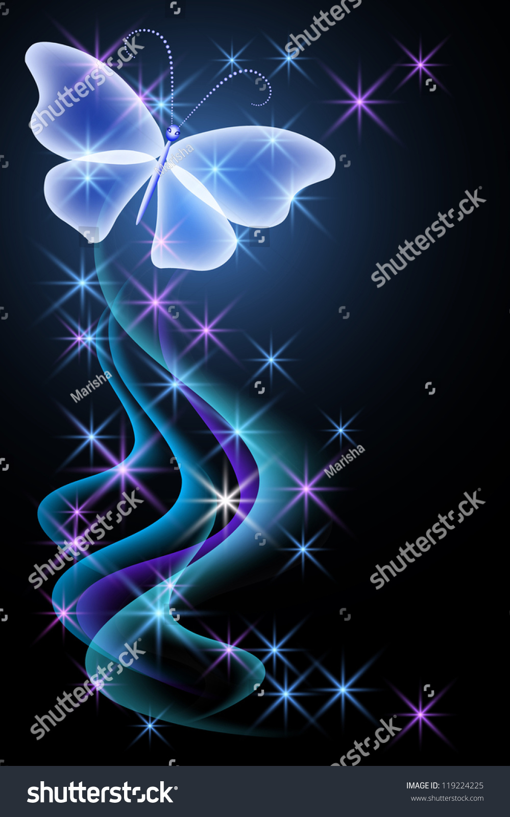 Glowing Background Smoke Butterfly Stock Vector (Royalty Free) 119224225