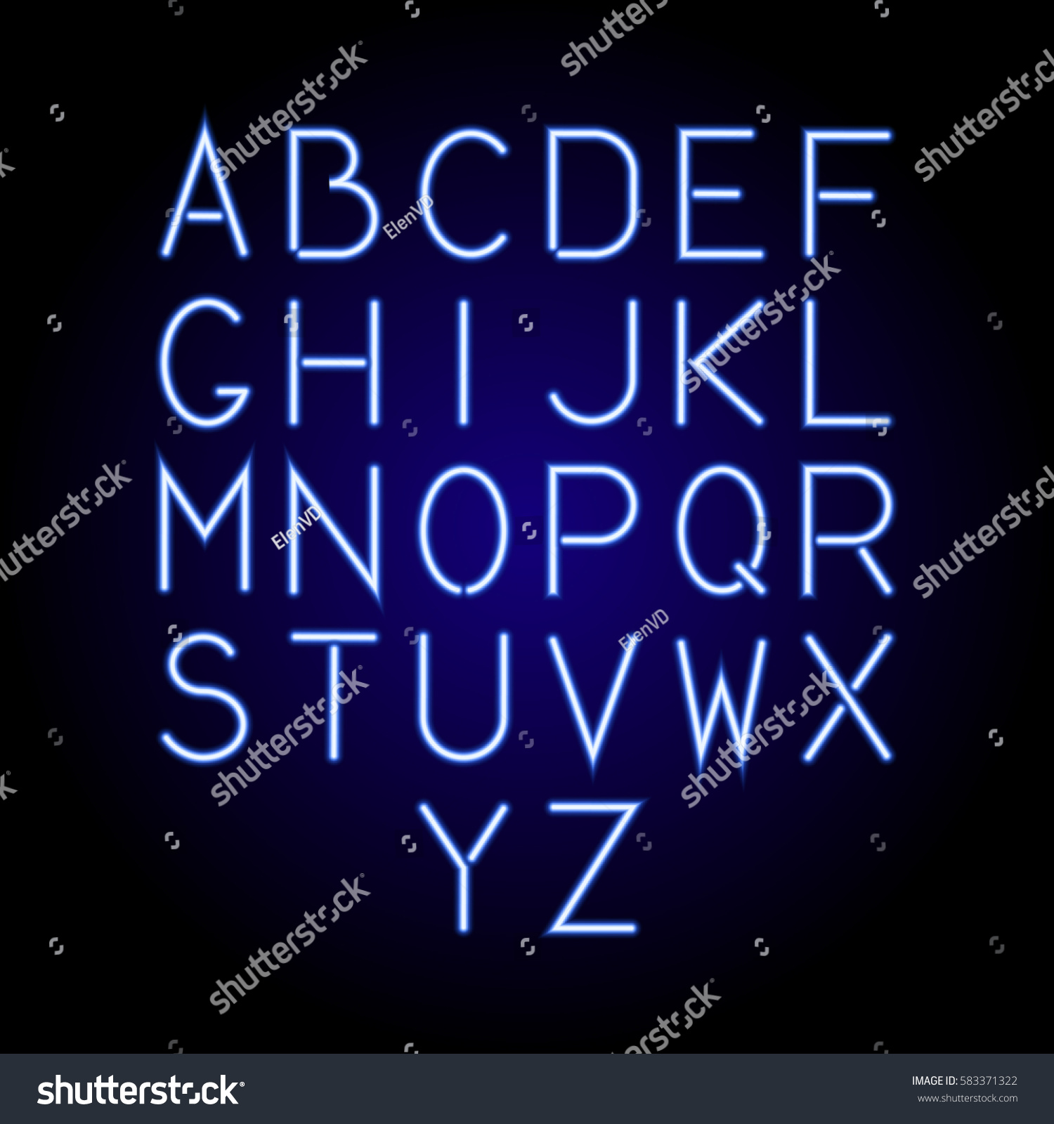 Glowing Blue Neon Alphabet Letters Z Stock Vector (Royalty Free) 583371322