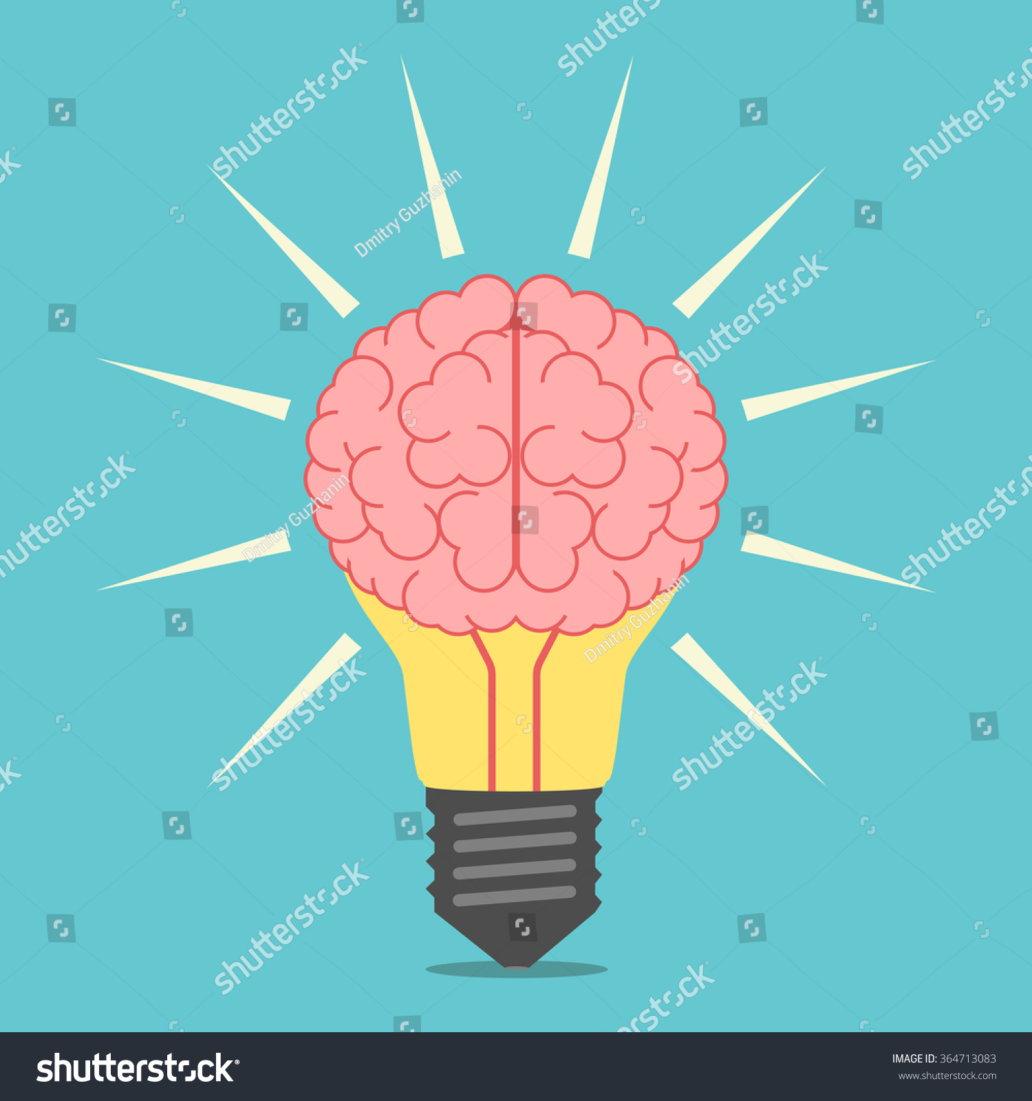 Glowing Light Bulb Brain Lightbulb Mind Stock Vector (Royalty Free