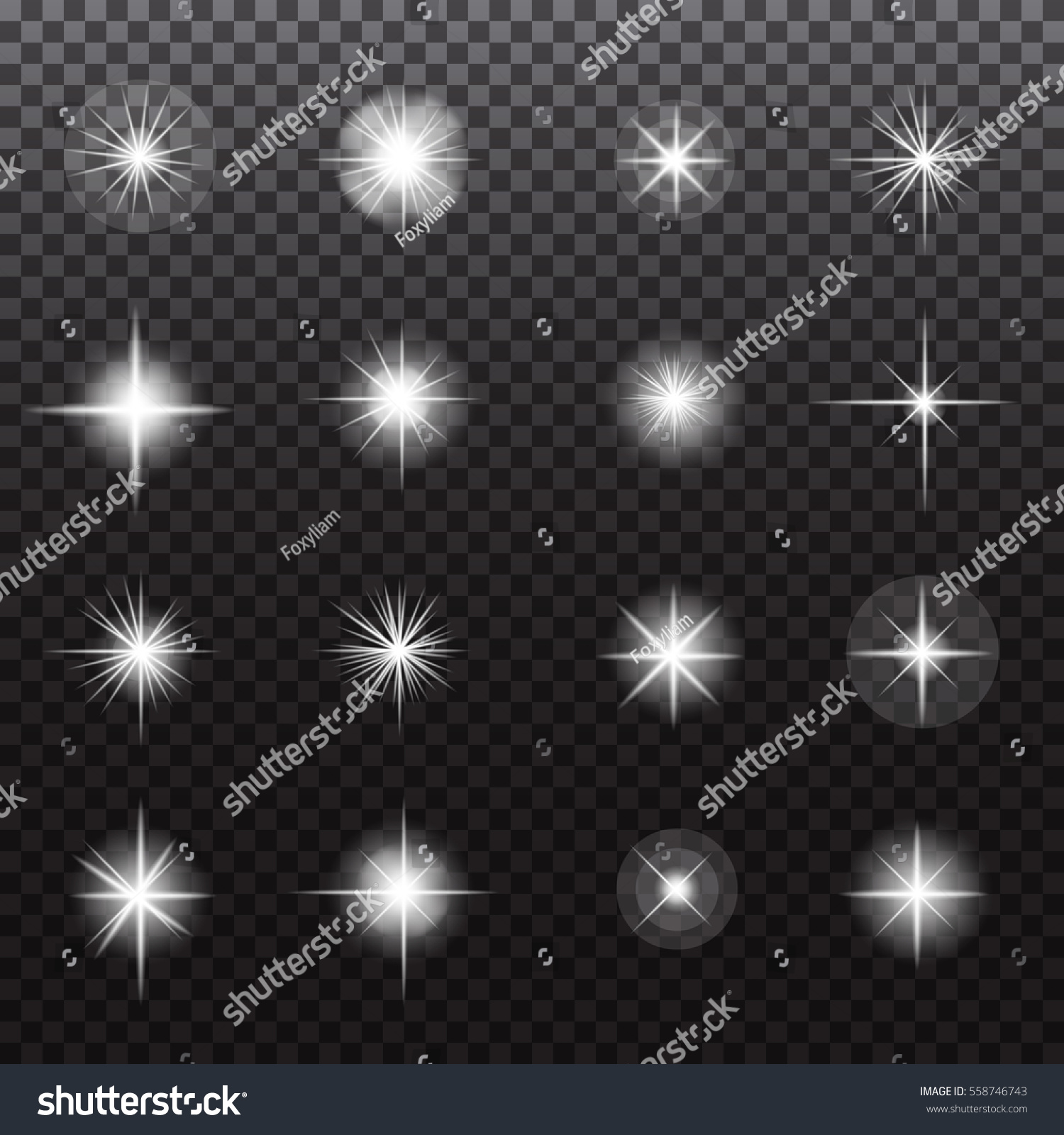 Glowing Lights Stars On Transparent Background Stock Vector (Royalty ...