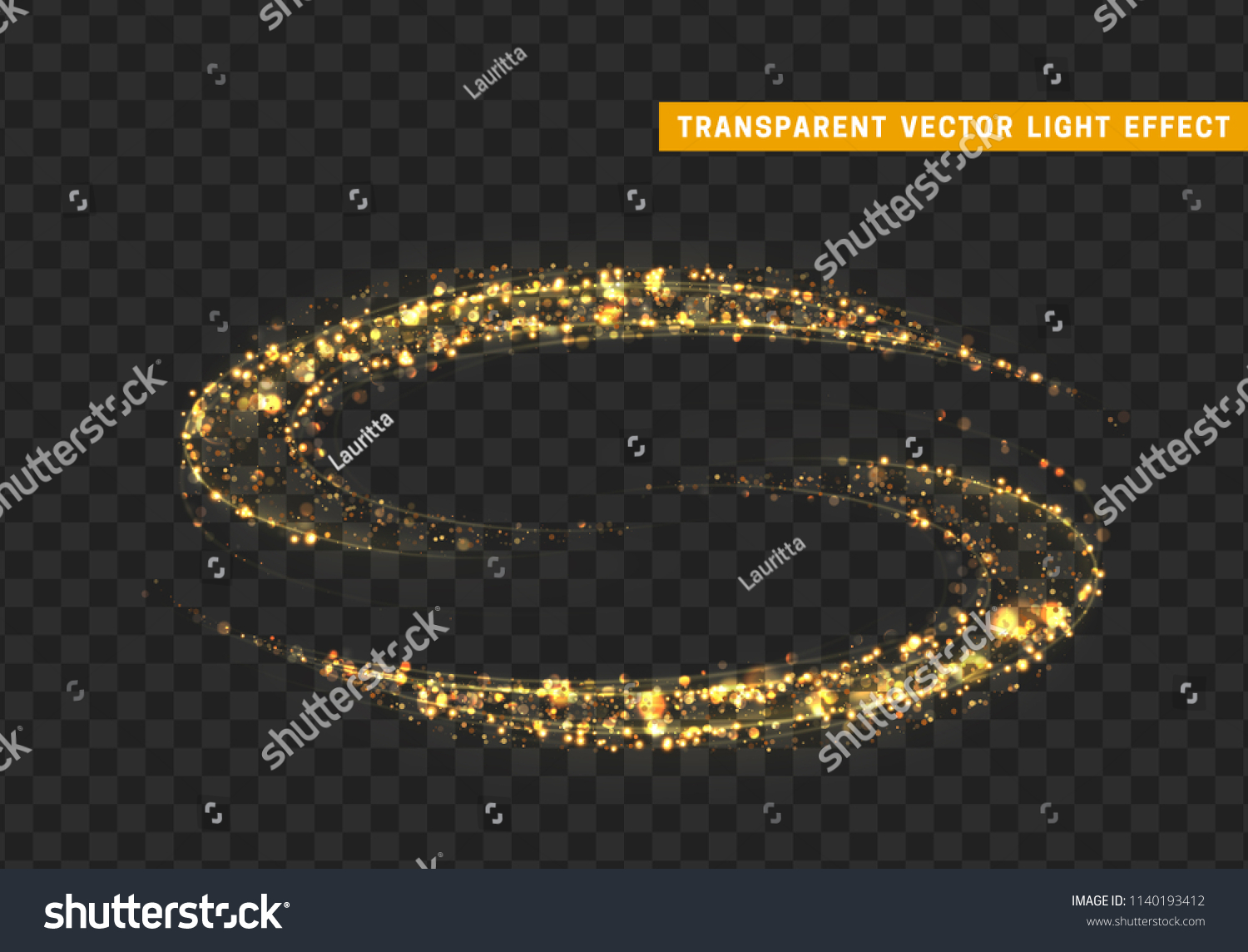 Glowing Lights Golden Glitter Sparkle Particles vector de stock libre de regalías