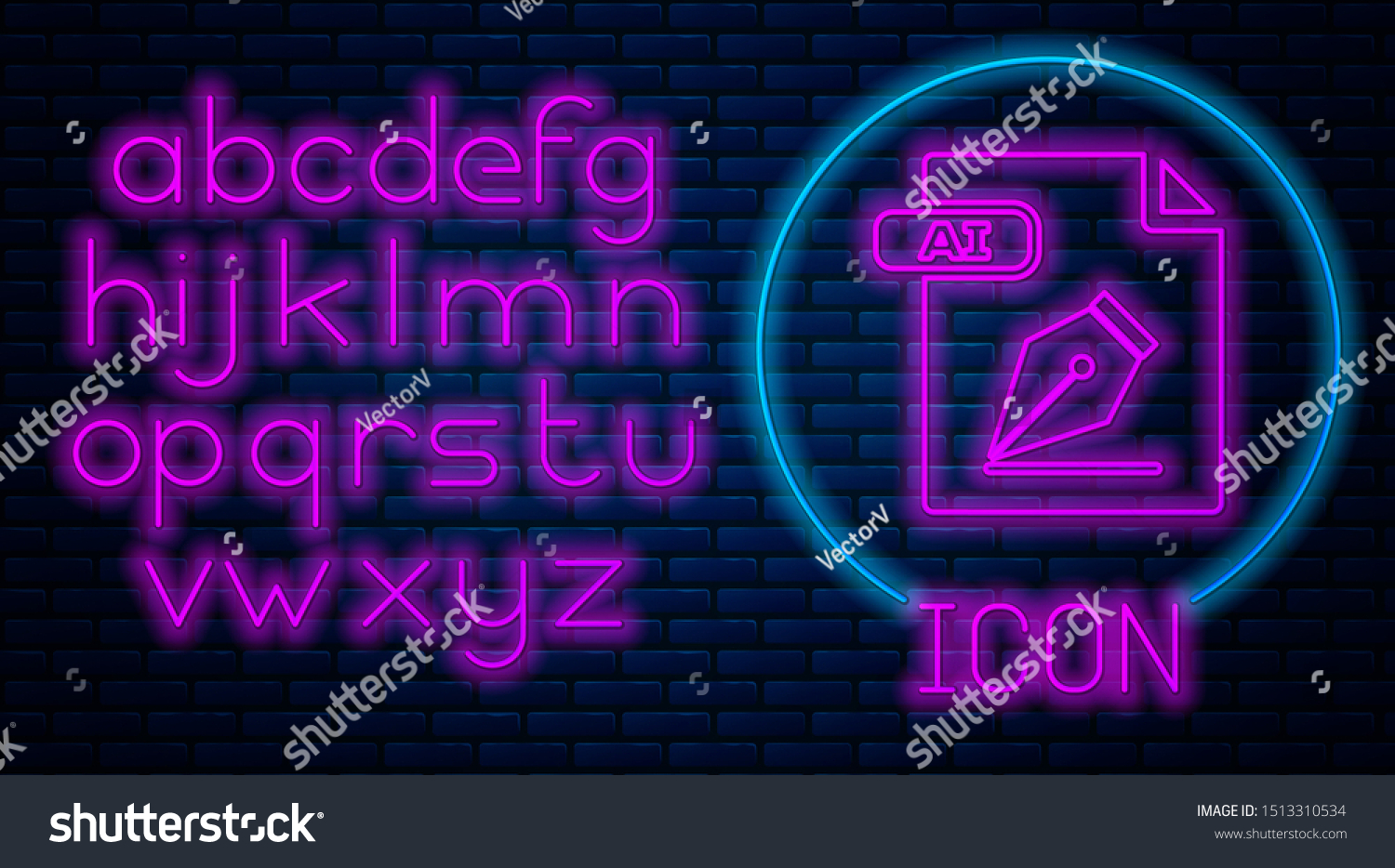 Glowing Neon Ai File Document Download Stock Vector Royalty Free