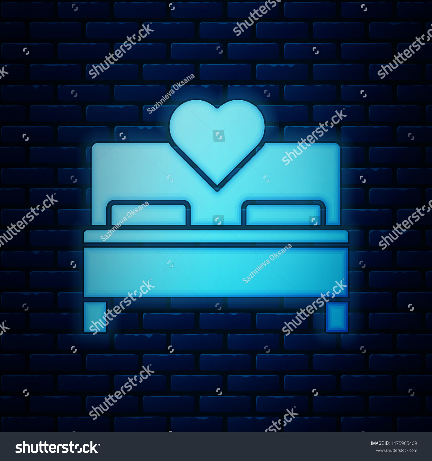Glowing Neon Bedroom Icon Isolated On Stock Vector Royalty