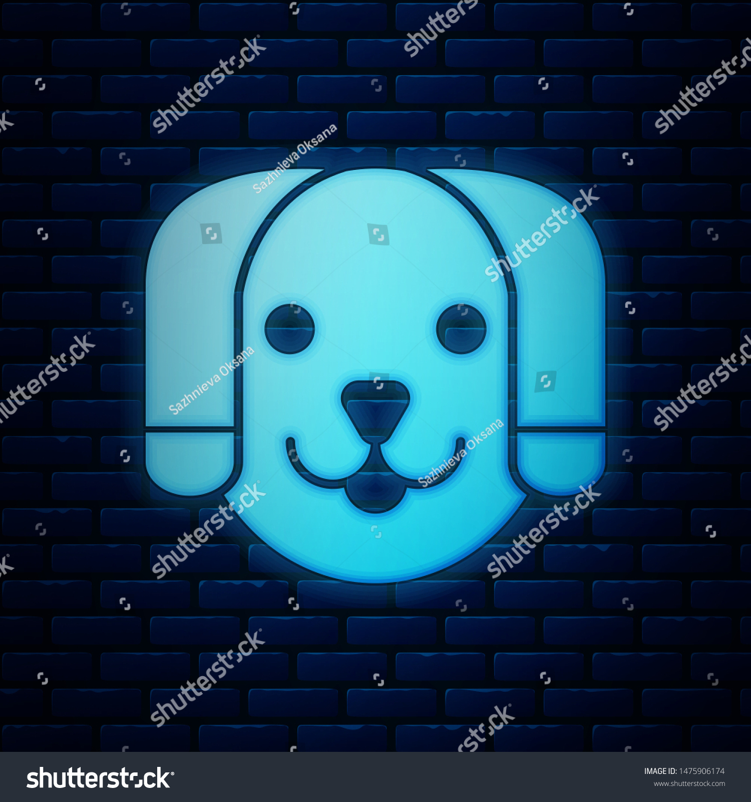 Glowing Neon Dog Icon Isolated On Stock Vector Royalty Free 1475906174