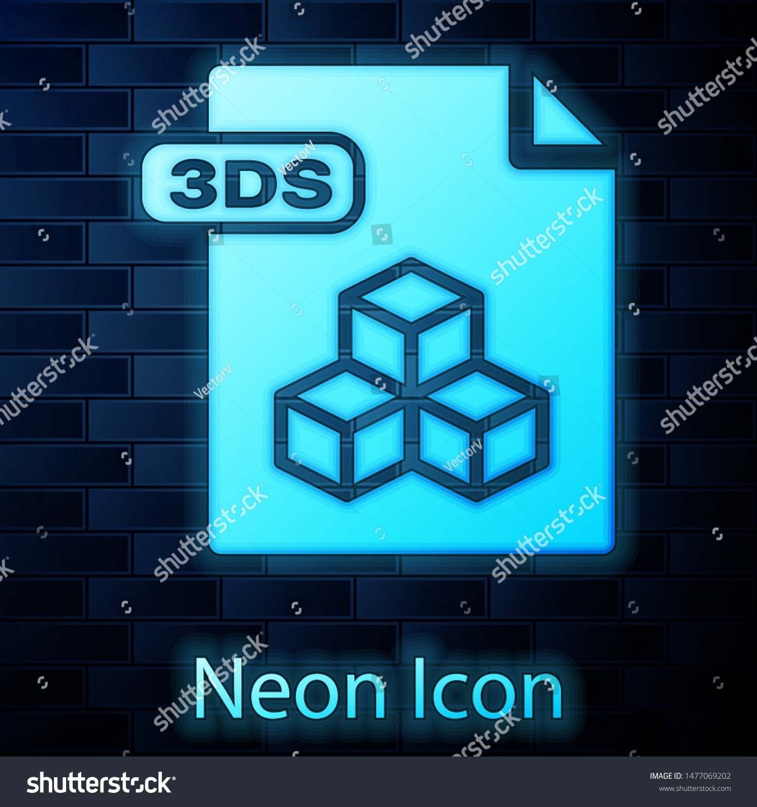 Glowing Neon 3ds File Document Download Stock Vector Royalty Free