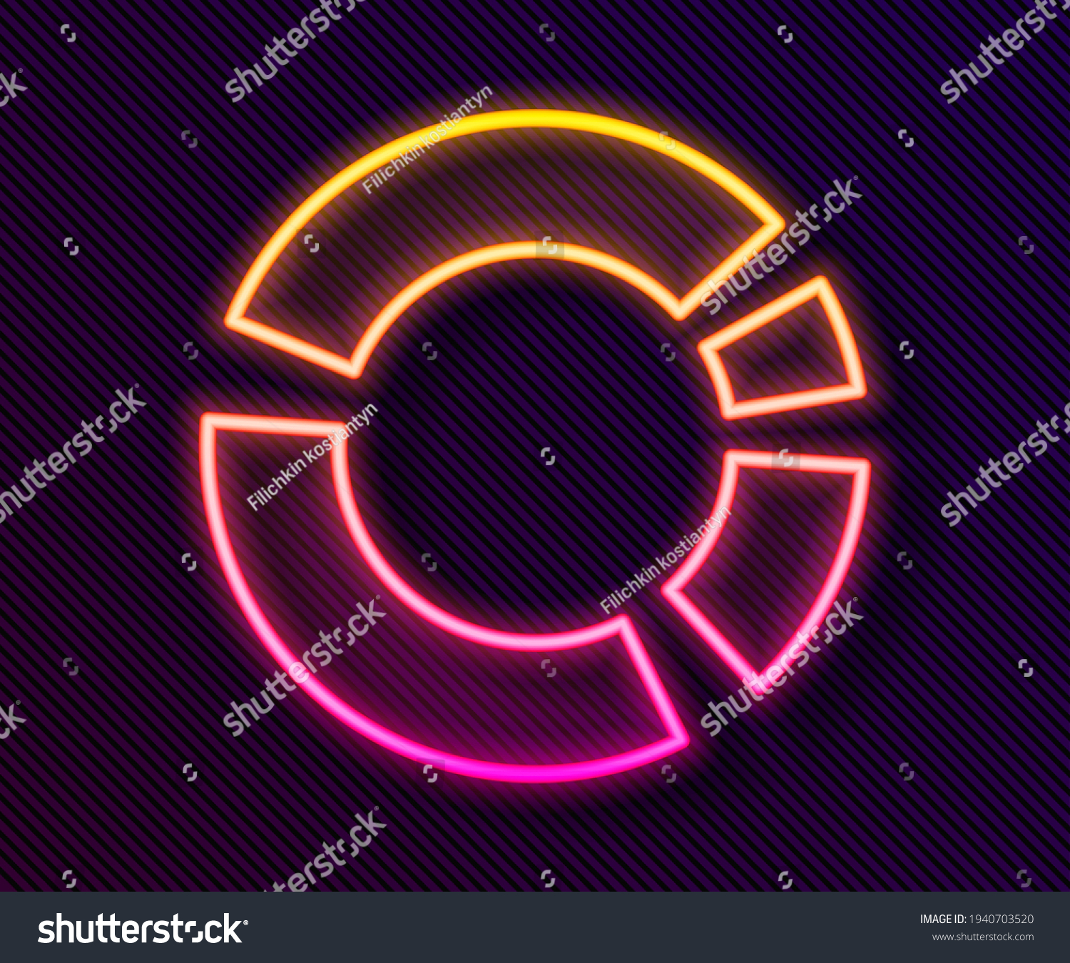 SVG of Glowing neon line Pie chart infographic icon isolated on black background. Diagram chart sign.  Vector svg