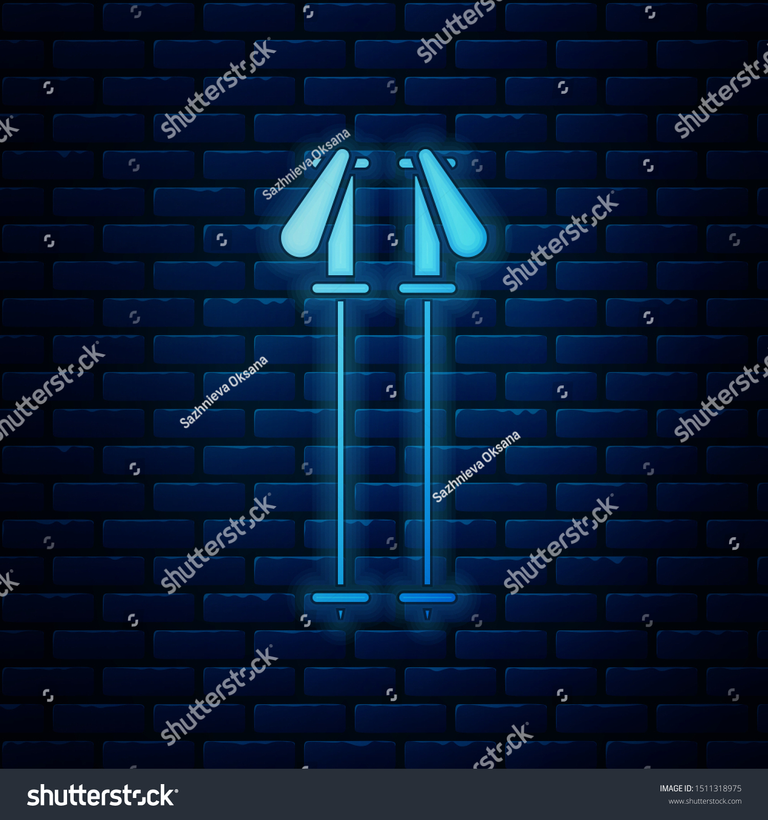 Glowing Neon Ski Poles Icon Isolated Stock Vector Royalty Free 1511318975