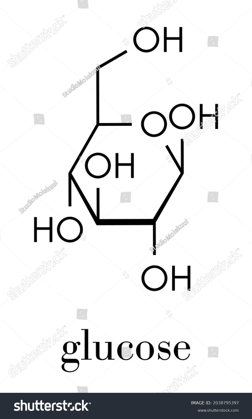 Glucose Dextrose Grape Sugar Molecule Betadglucopyranose Stock Vector ...