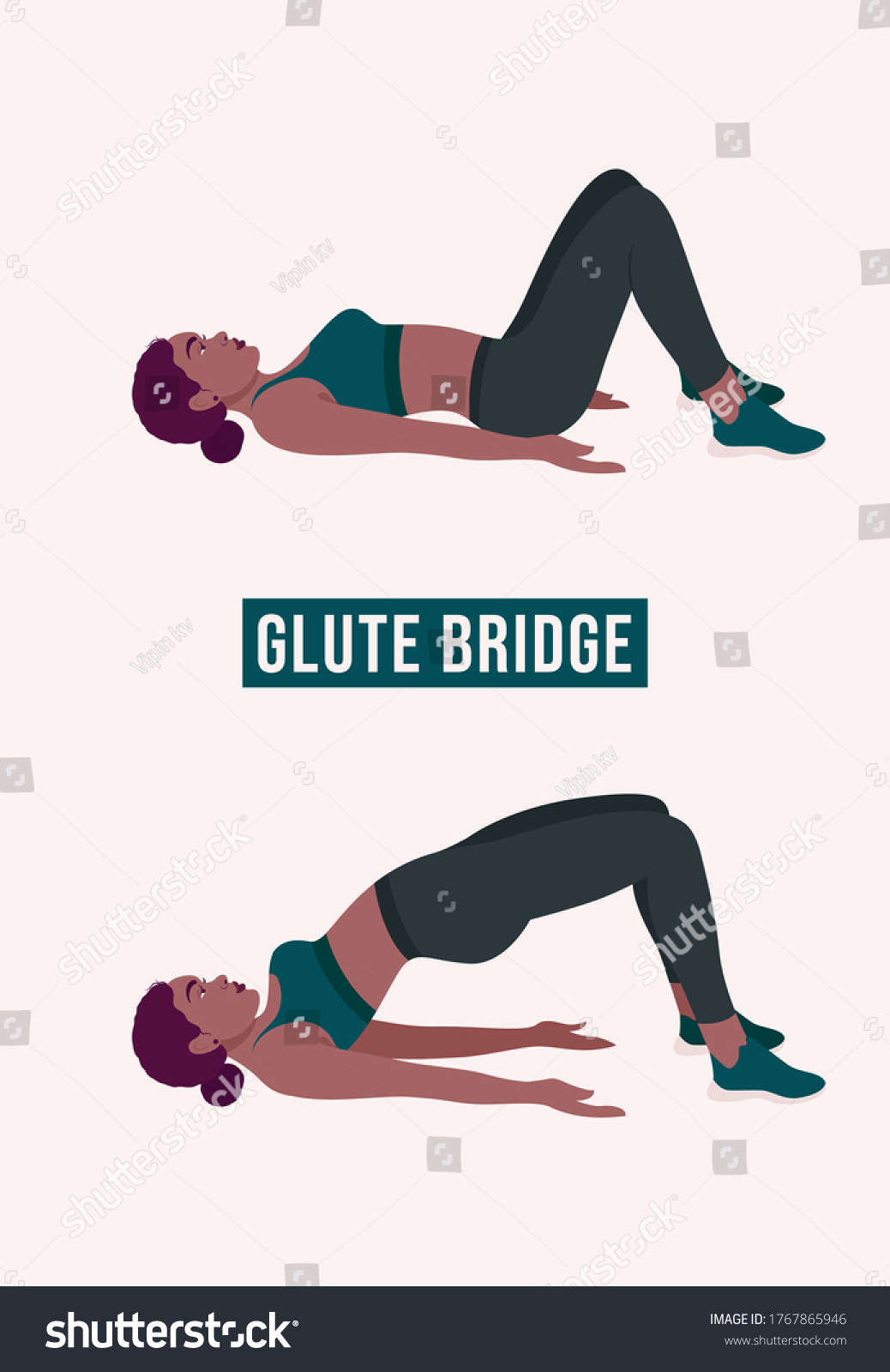 Glute Bridge Exercise Woman Workout Fitness Stock Vector Royalty Free 1767865946 8787