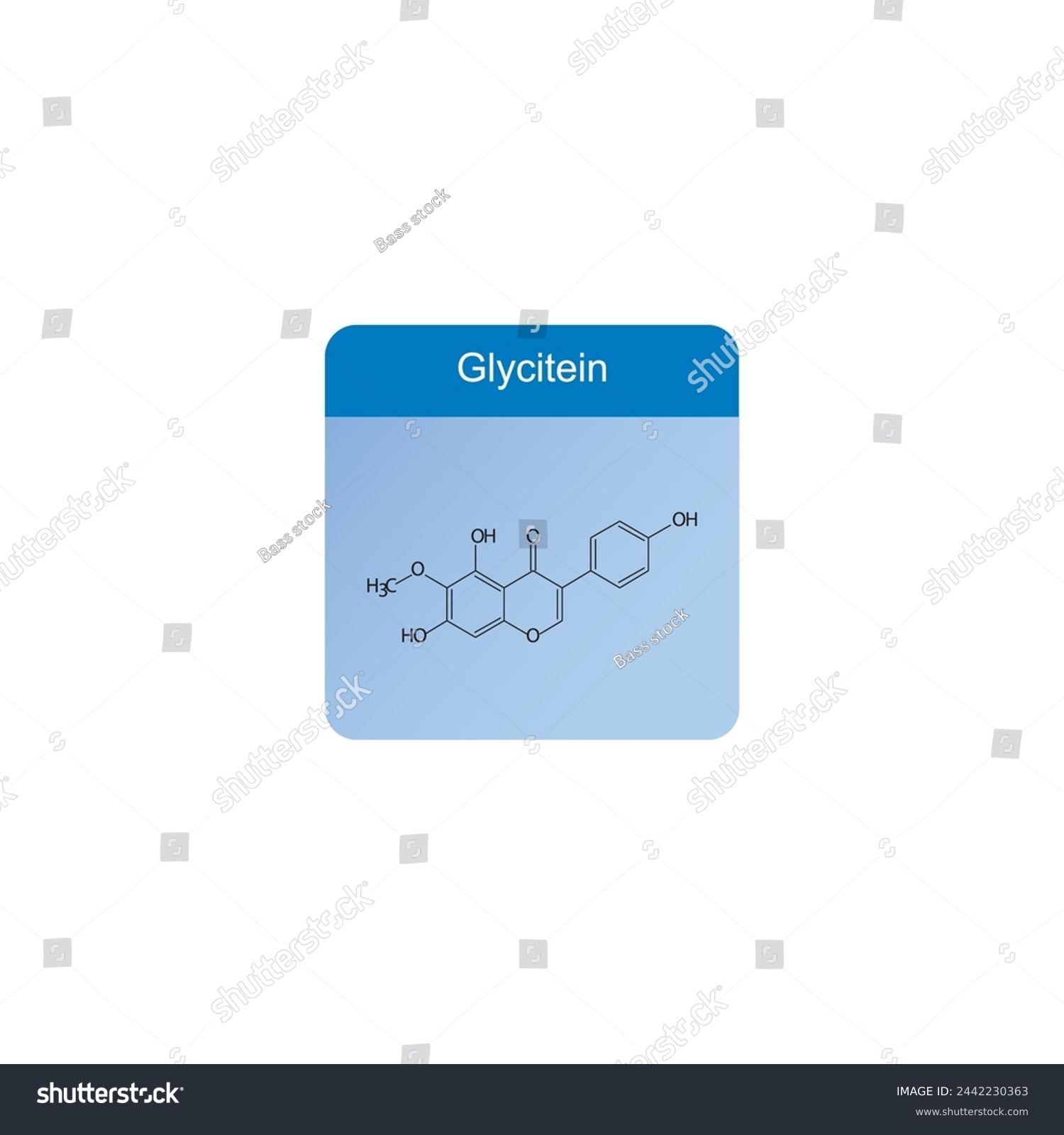 SVG of Glycitein skeletal structure diagram.Isoflavanone compound molecule scientific illustration. svg