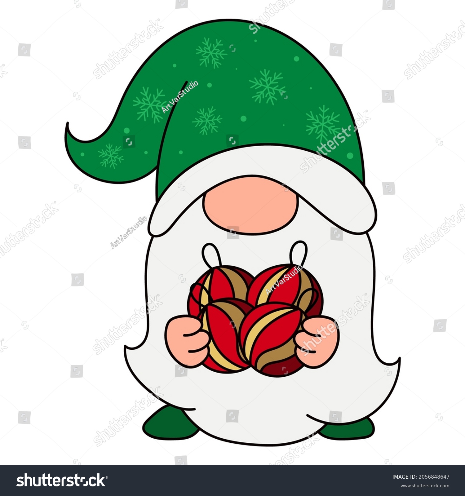 SVG of Gnome illustration. Christmas gnome clipart. Cute Vector Christmas illustration. Vector illustration of baby Xmas gnome for nursery room decor, posters, greeting cards and party invitations. svg