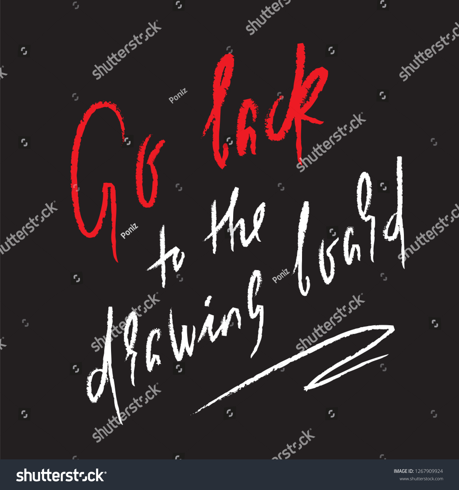 Go Back Drawing Board Inspire Motivational Stock Vector (Royalty Free