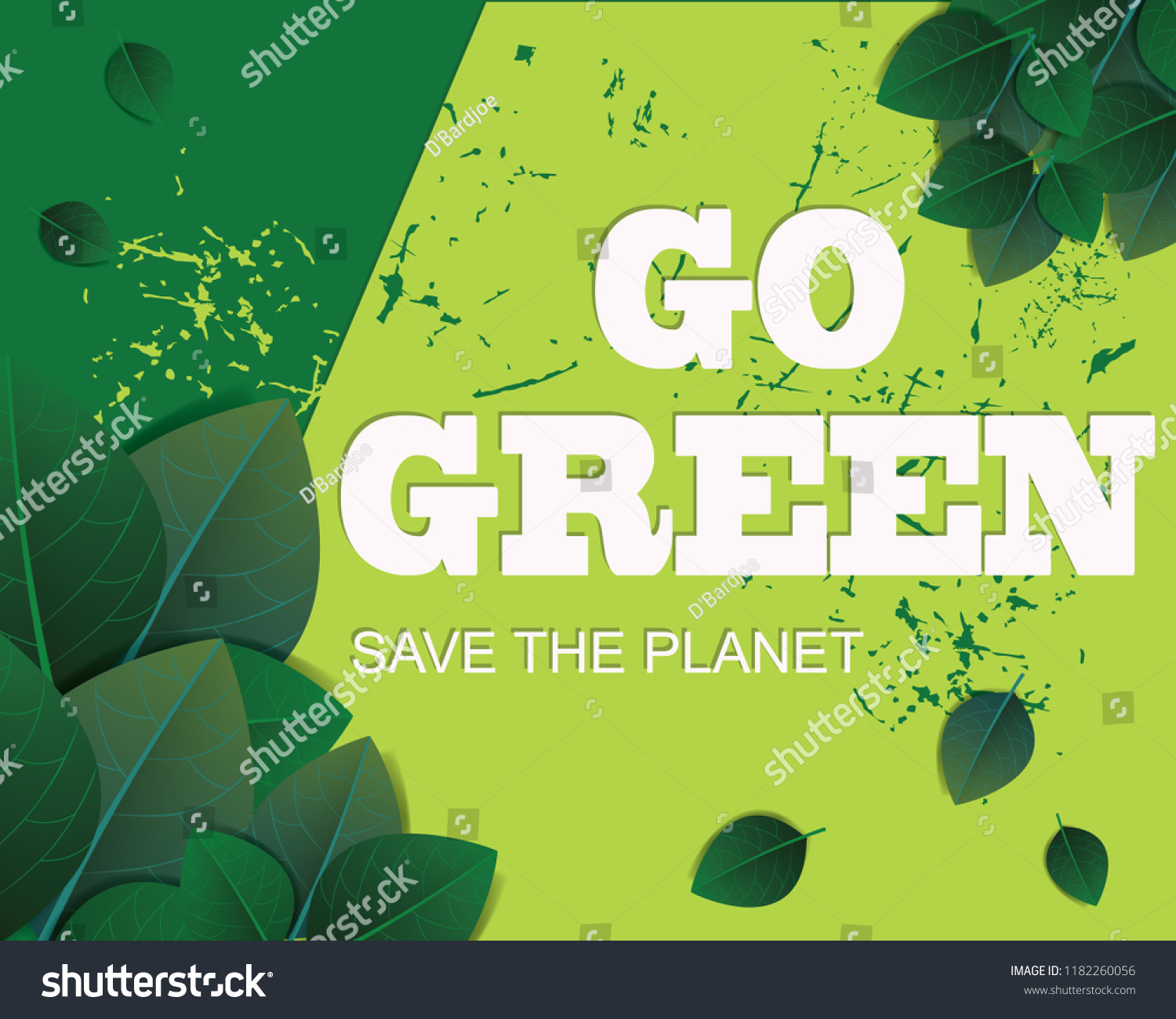 Go Green Background Design Element Green vector de stock (libre de