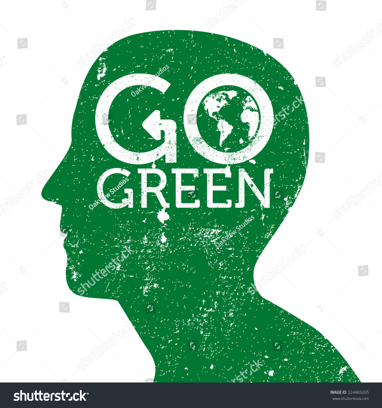 Go Green Earth Logo On Head Stock Vector Royalty Free 224469265