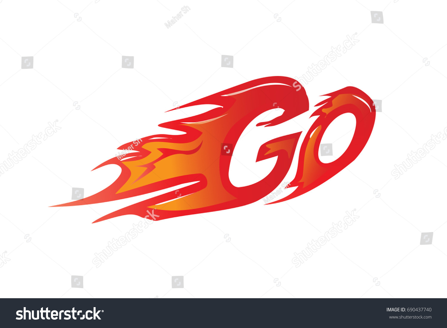 go-word-flames-icon-design-isolated-stock-vector-royalty-free