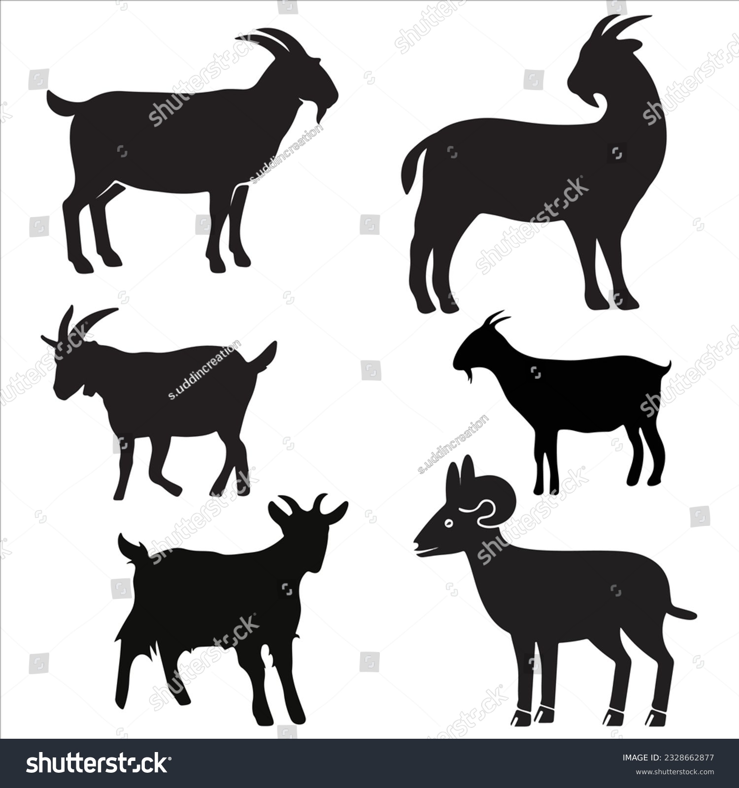 SVG of Goat Silhouette Set illustration with white background. svg